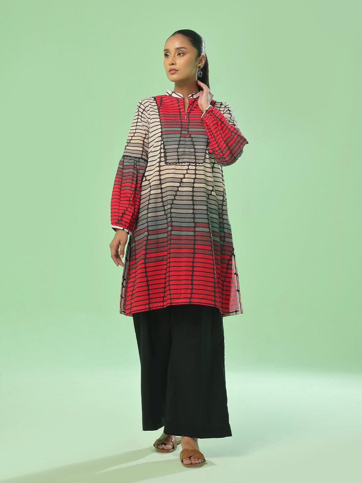 zari lawn Kurti in Jet black