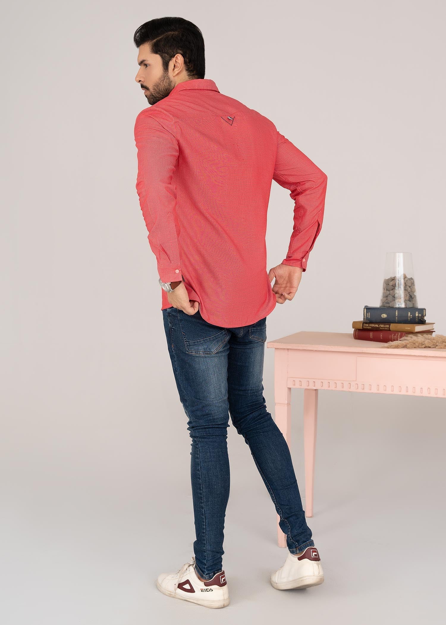dobby Casual Shirt in Pink