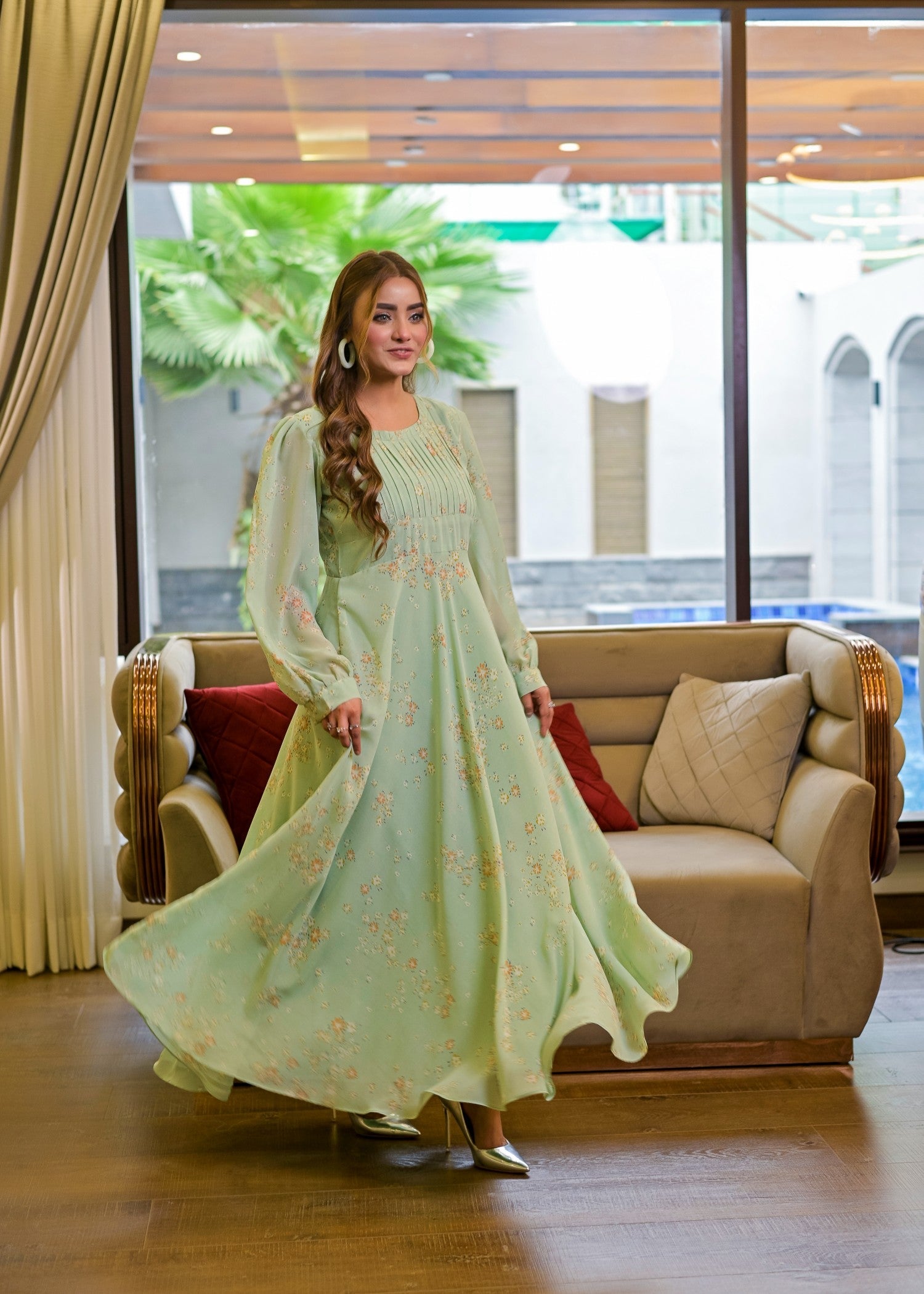 chiffon Maxi in Mint green