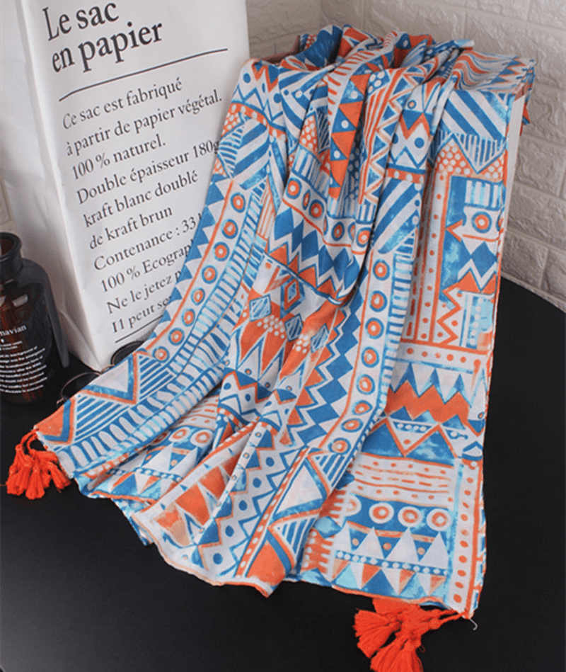 Turkey Desert Vacation Fringed Ethnic Style Cotton and Linen Scarf Ladies Travel