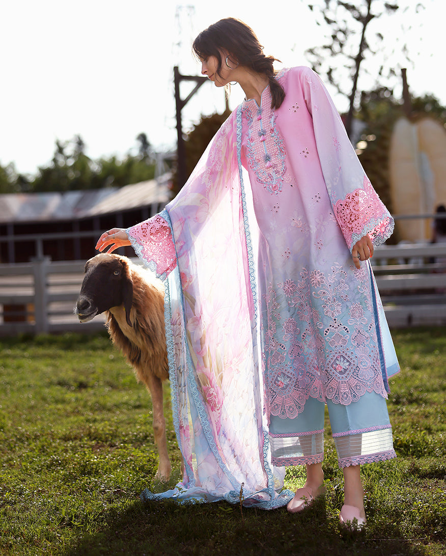 Solace Ombre Chikankari Lawn – Faint Blossom