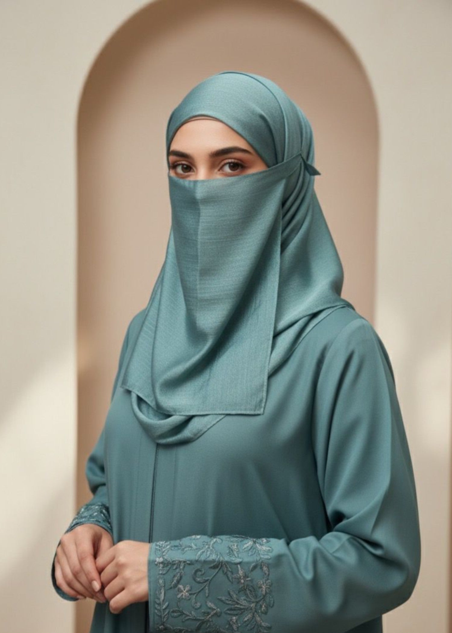 banarsi silk Hijab in Sea green