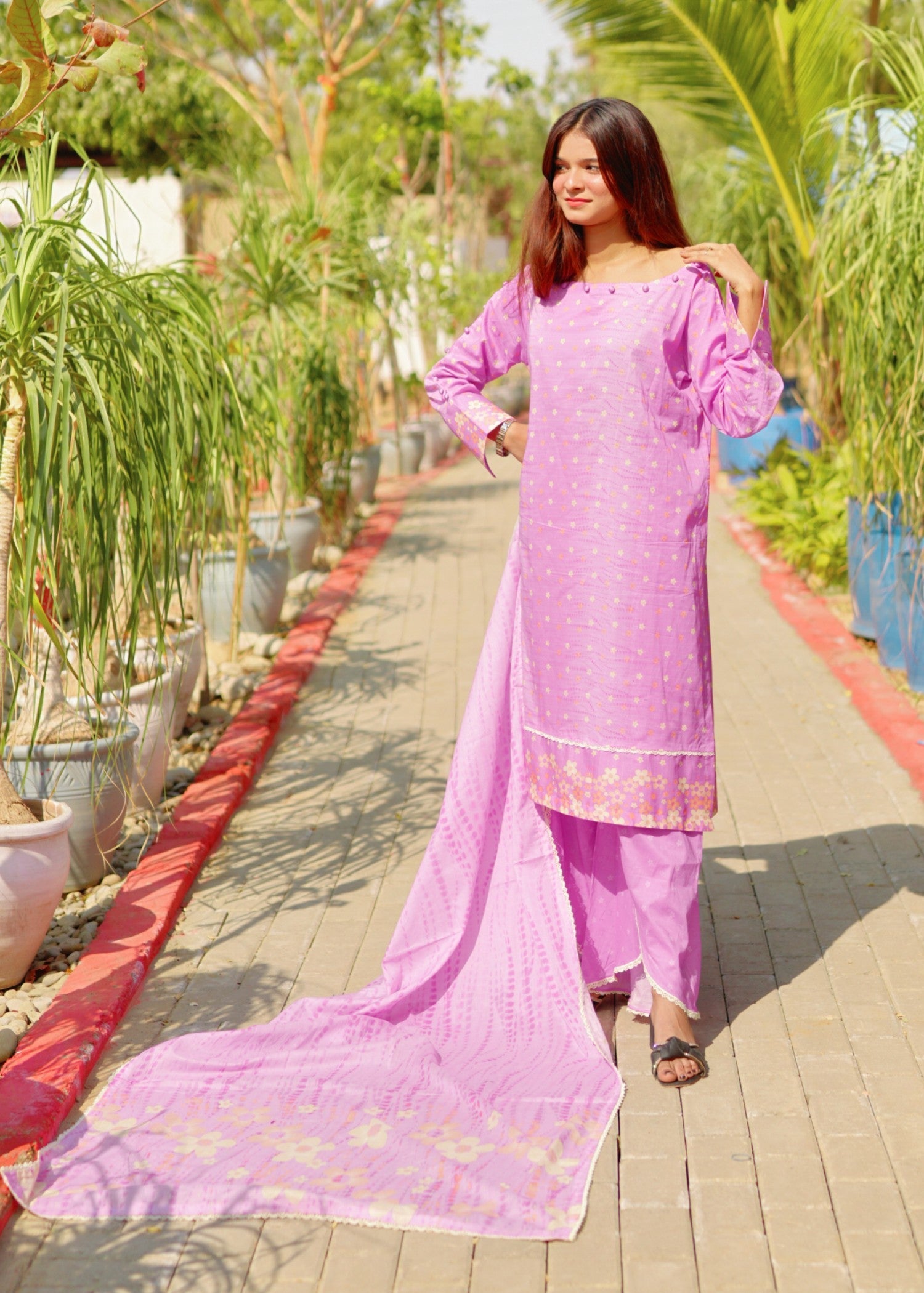 lawn Unstitched in Lavender pink