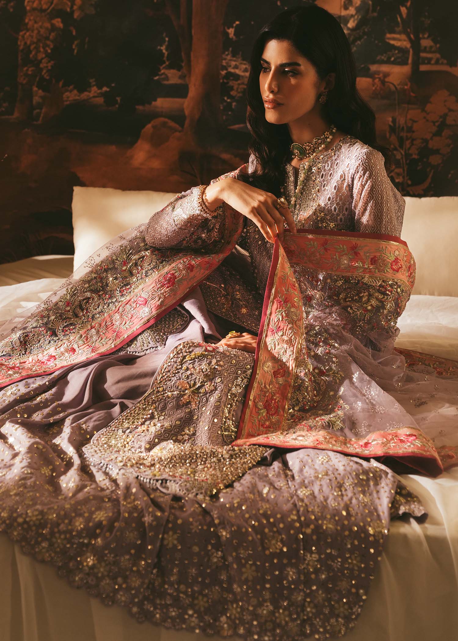 korean raw silk Maxi in Lilac