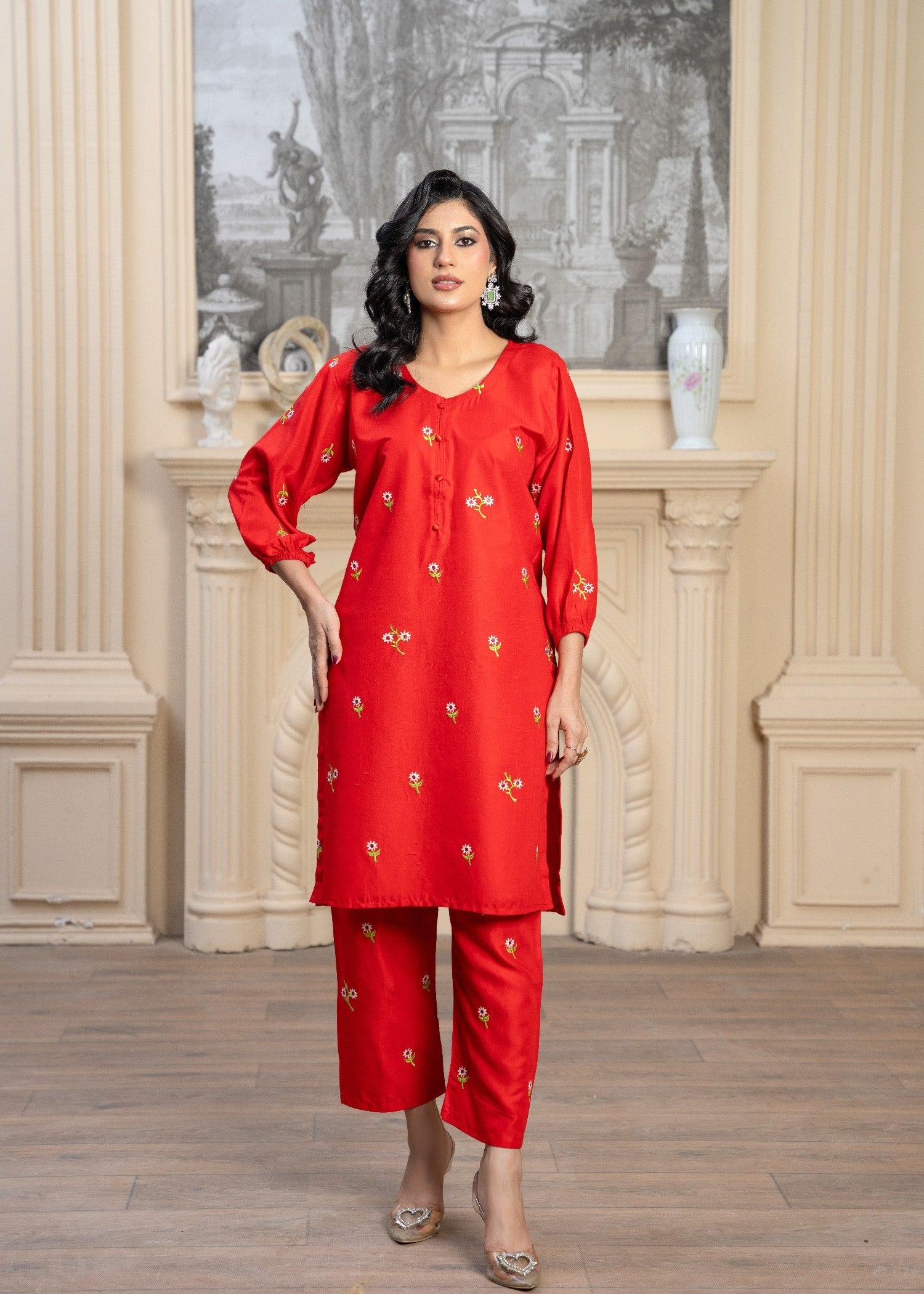 linen Co Ord Sets in Tomato red
