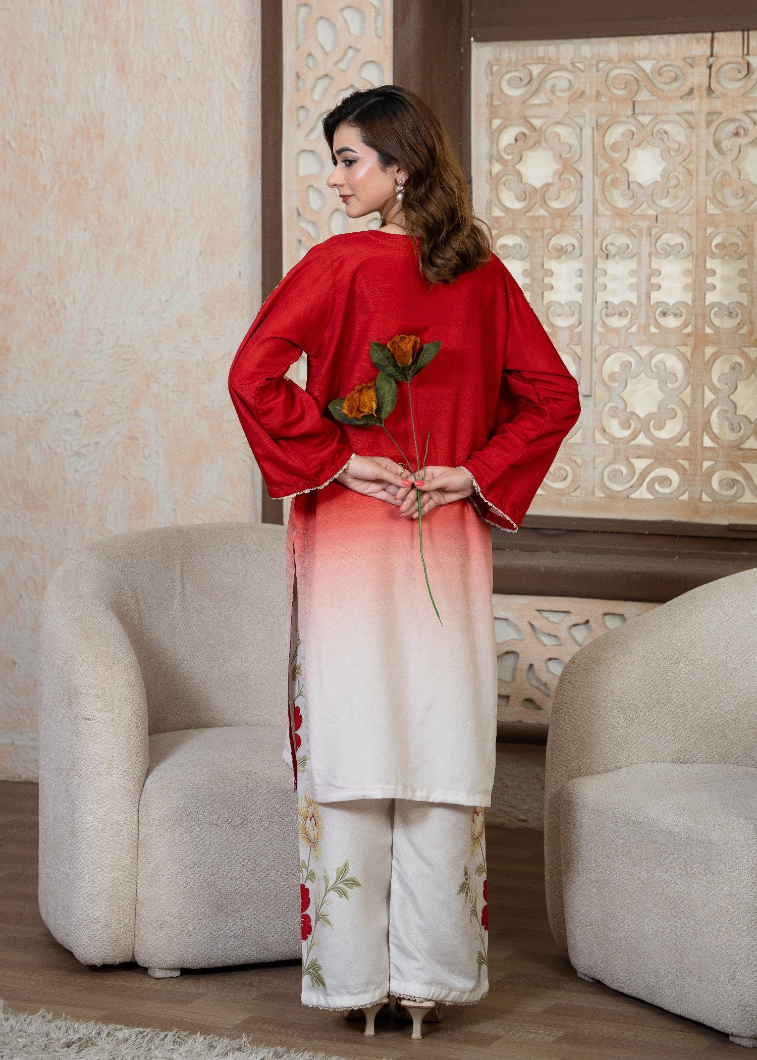 poly viscose Co Ord Sets in Red