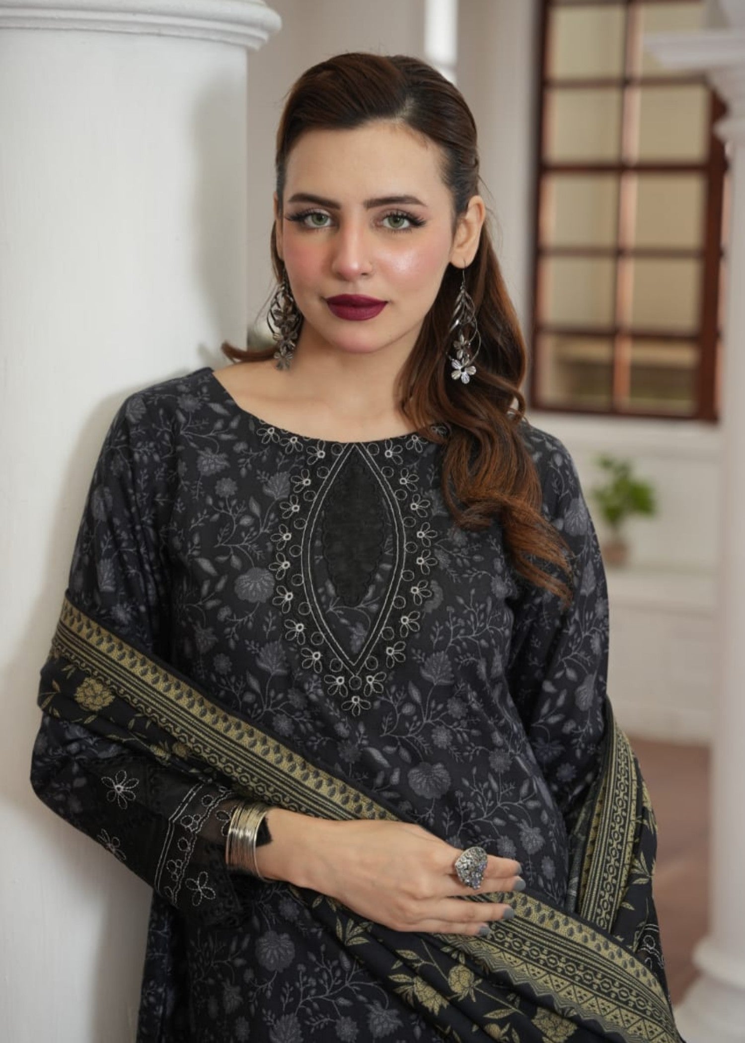 dhanak Kurta Set in Grey