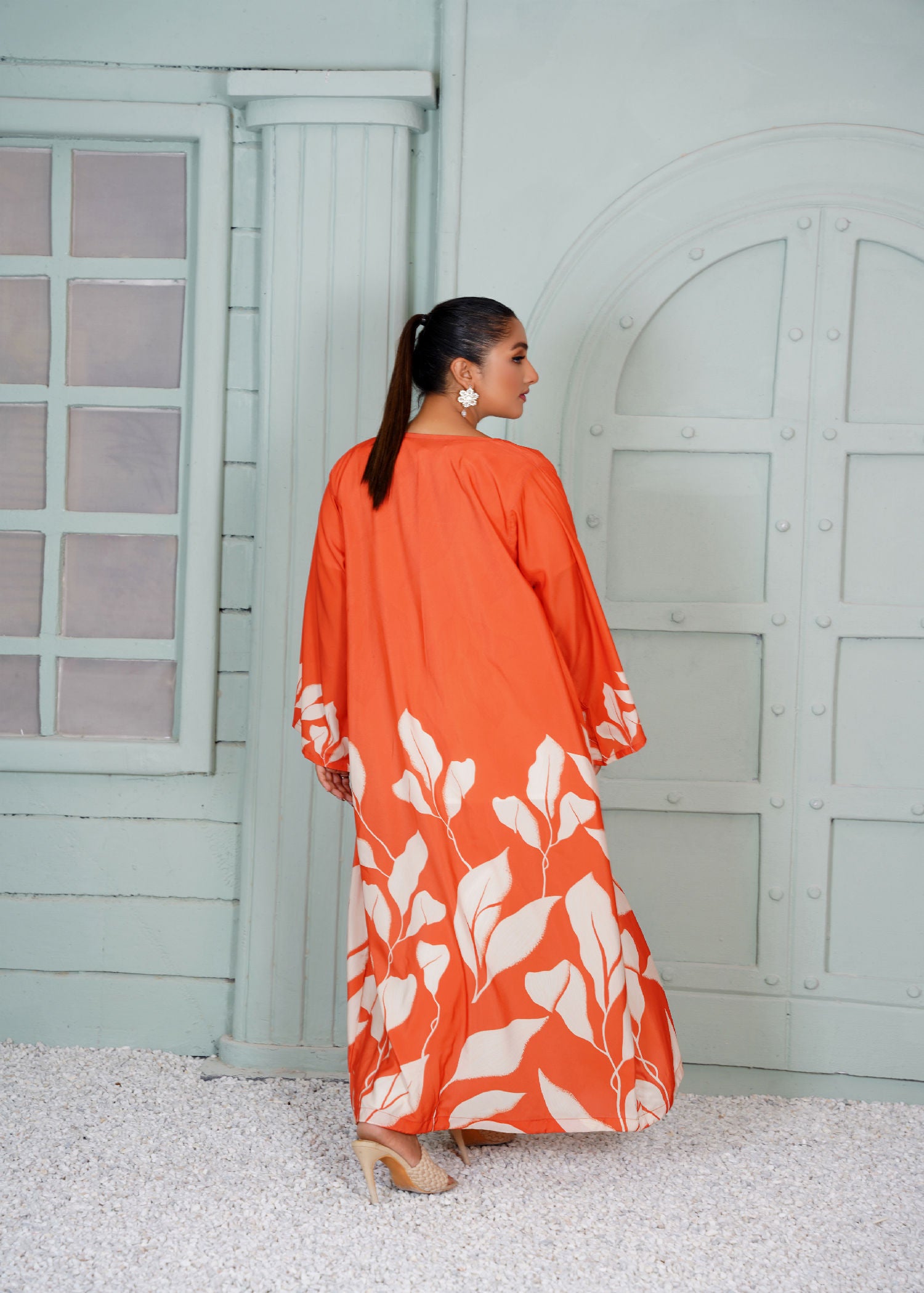 crepe Gown in Pumpkin orange