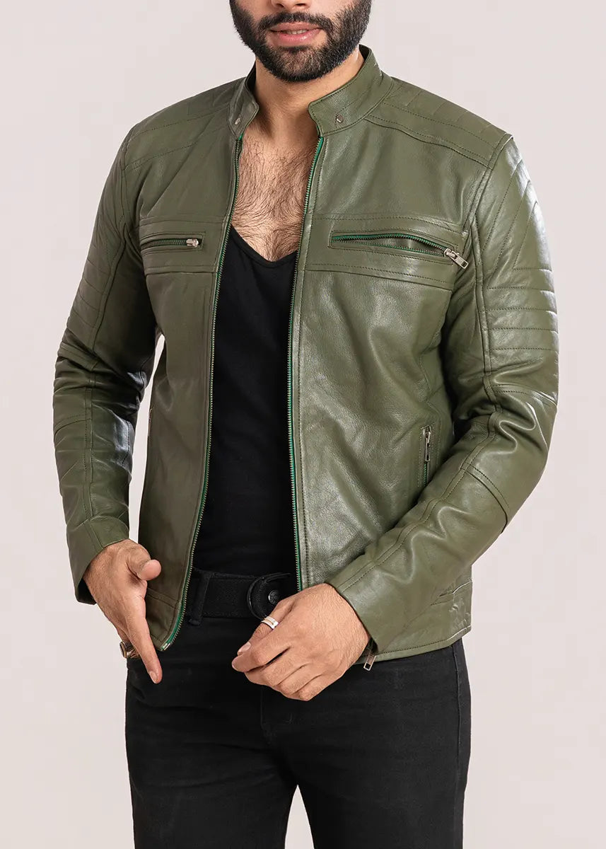 leather Jacket in Green