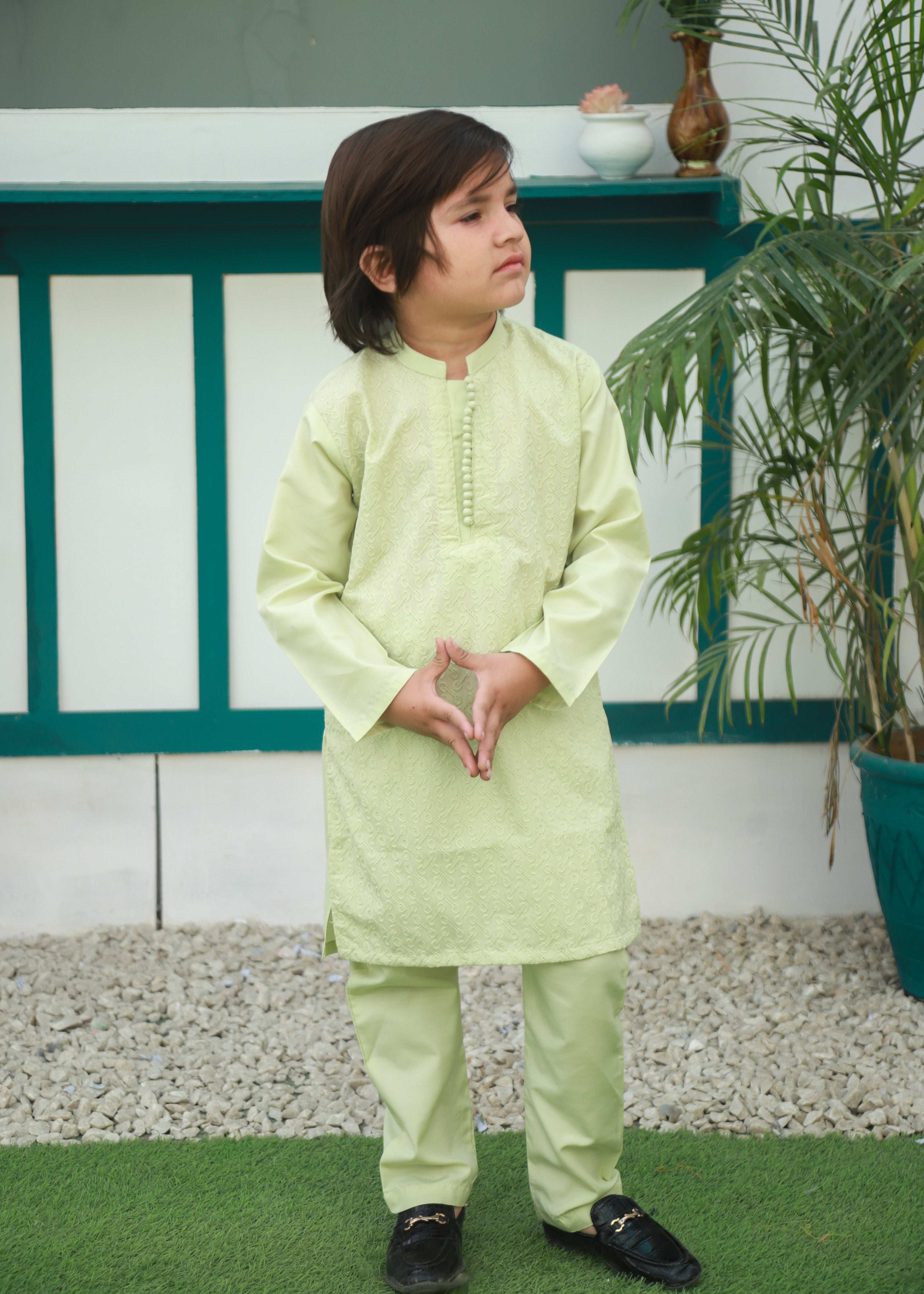 cotton Kurta Set in Tea green