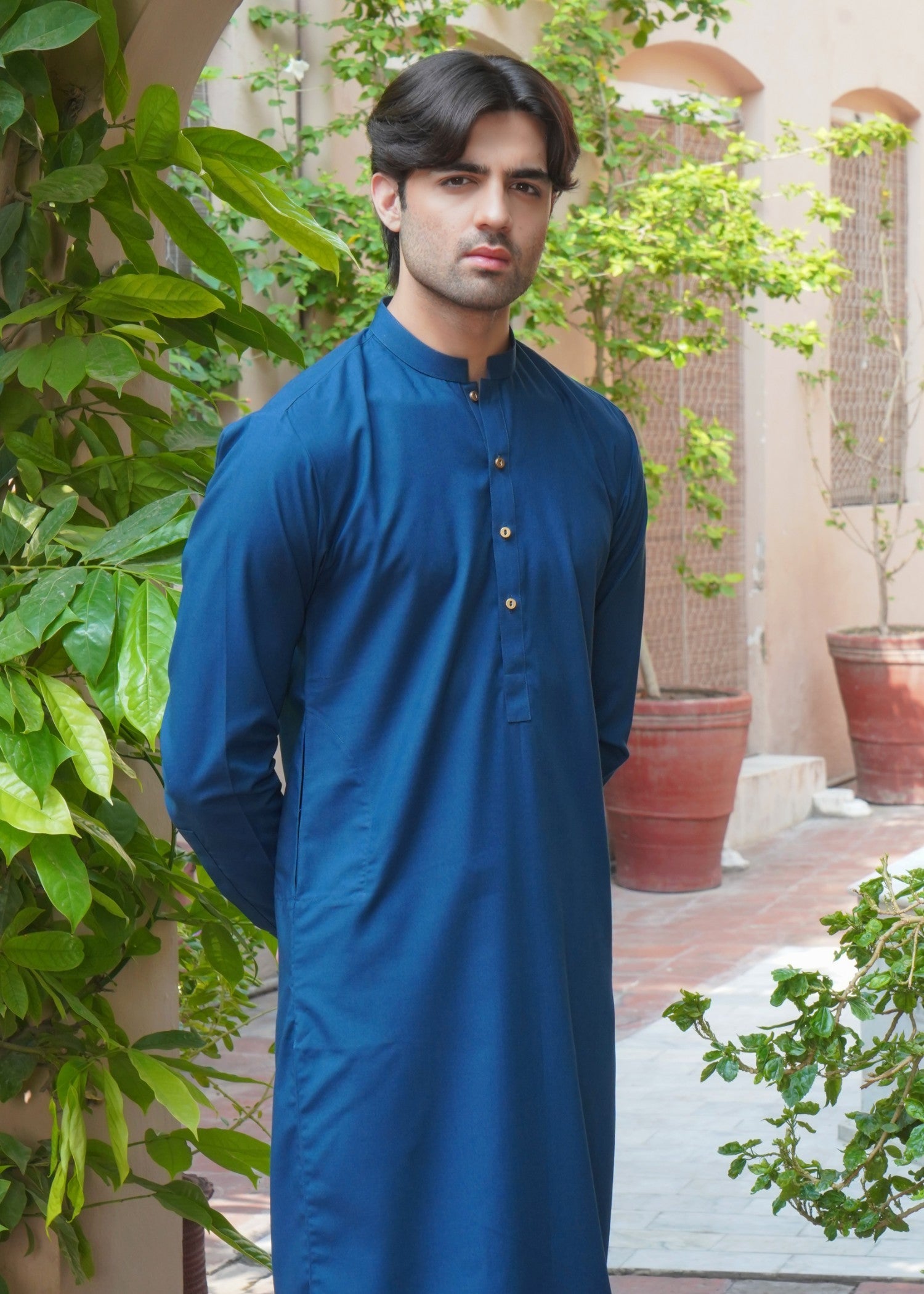 wool Kurta Set in Blue