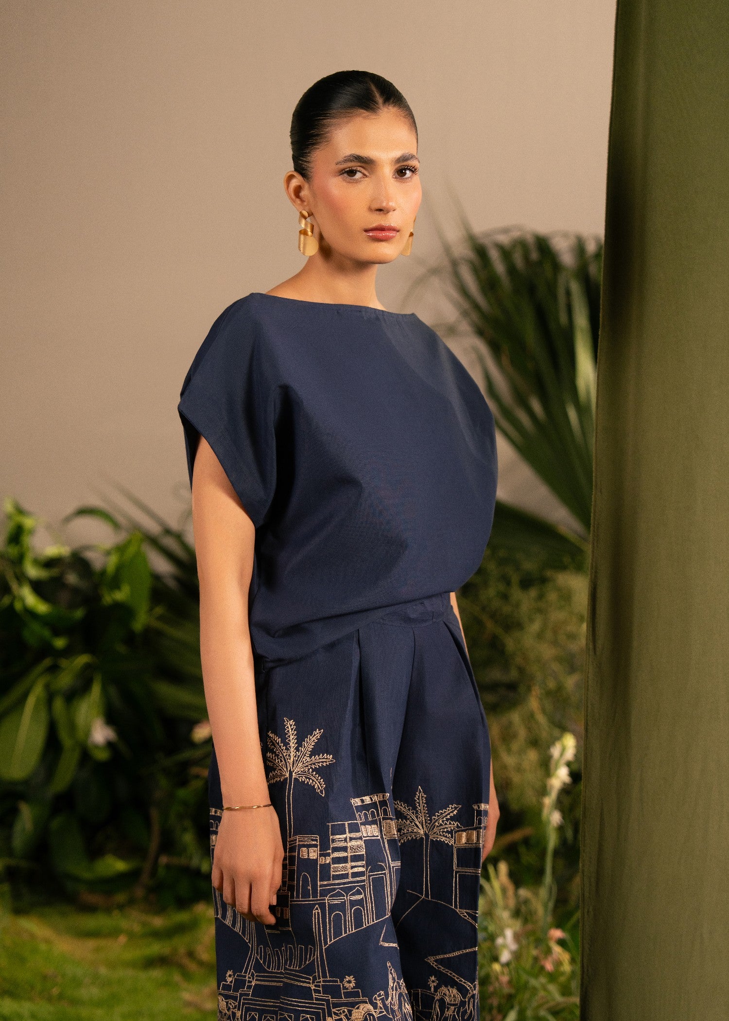 lawn cotton Co Ord Sets in Midnight blue