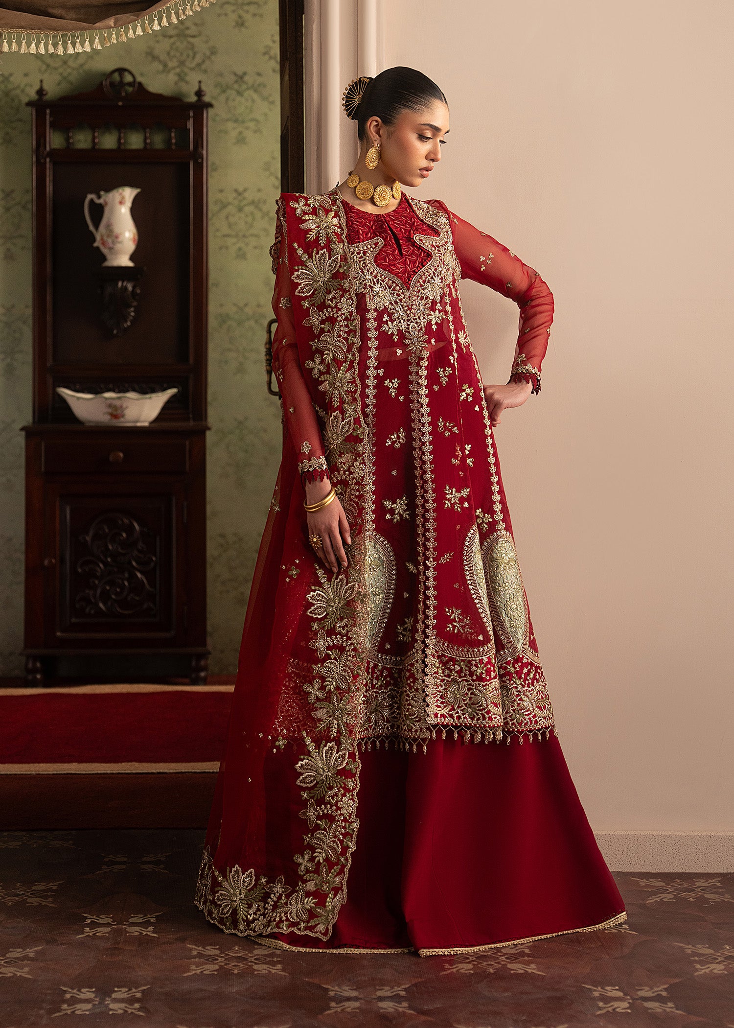 organza Sharara in Red