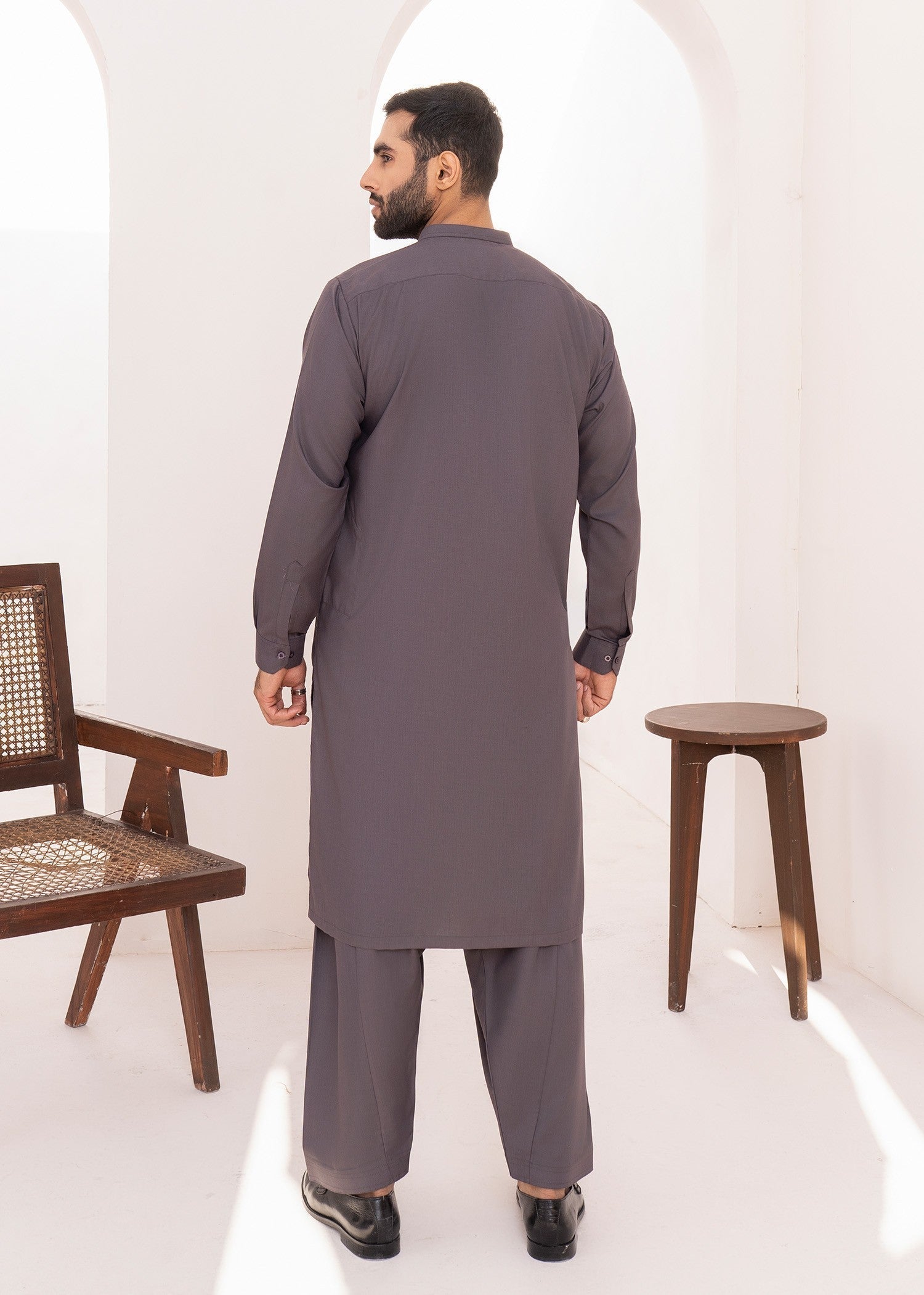 wash & wear Shalwar Kameez in Grey by Buraq