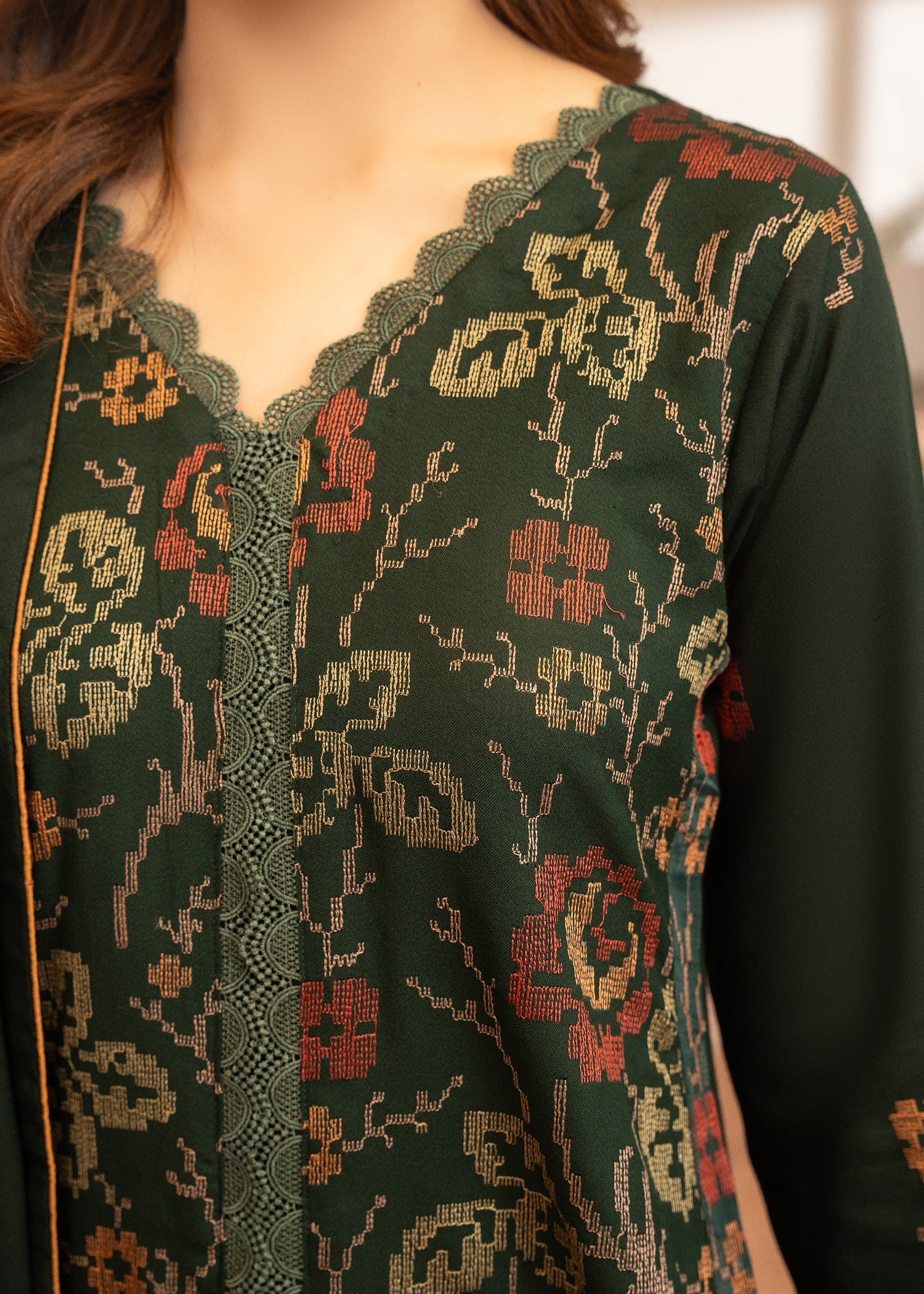 dhanak Kurta Set in Green