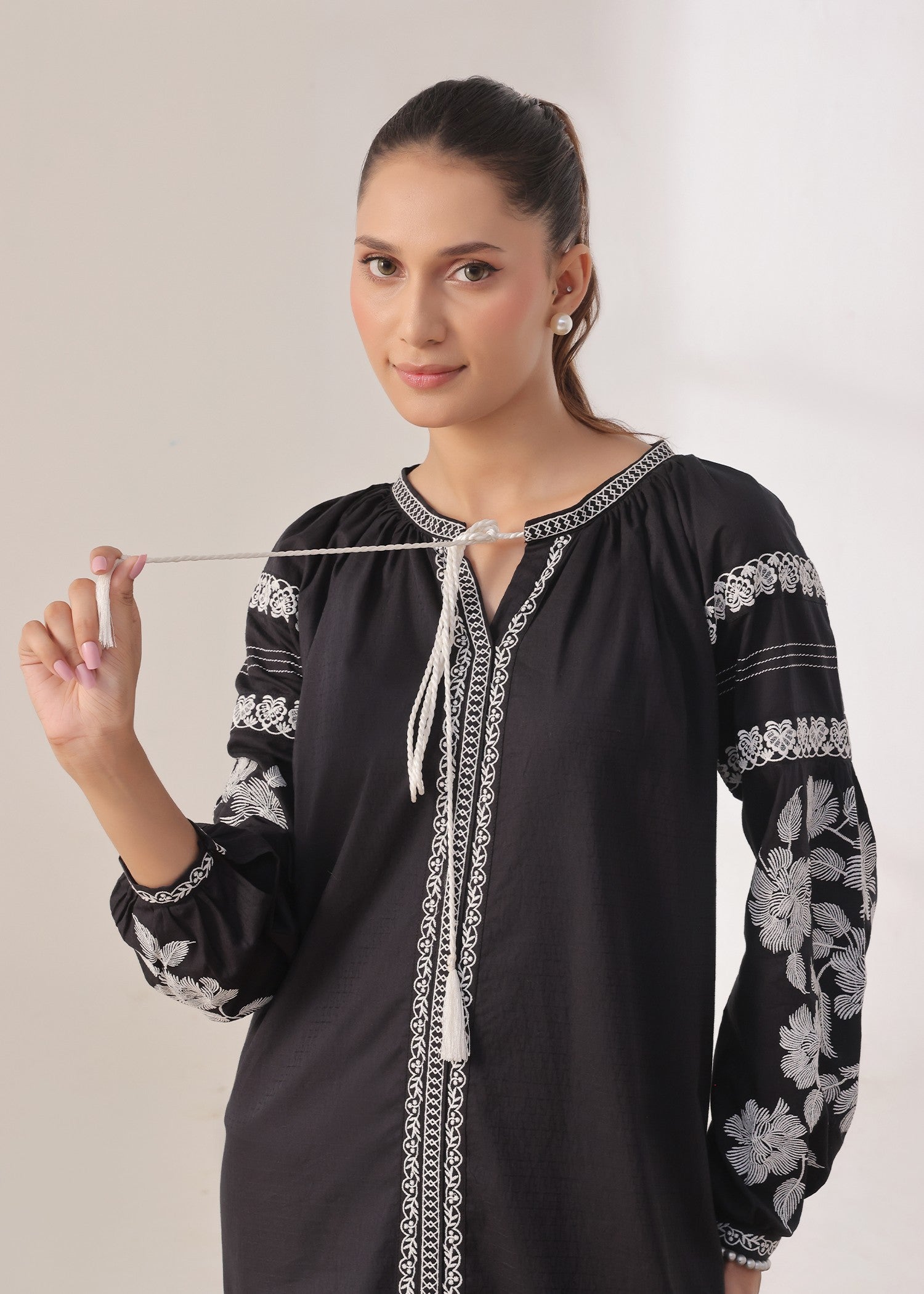self jacquard Co Ord Sets in Black