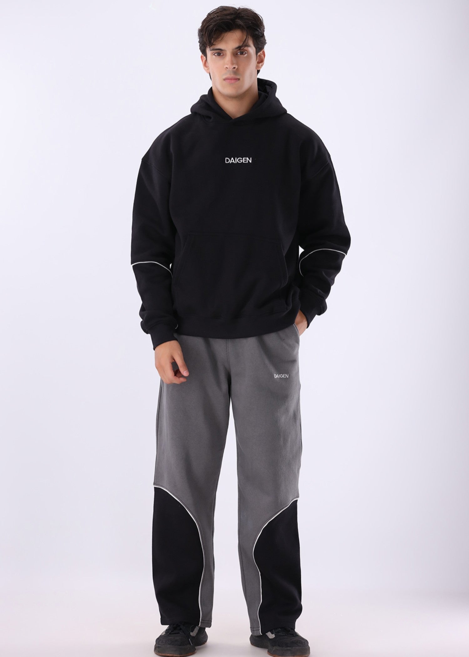 cotton Tracksuit in Black, grey
