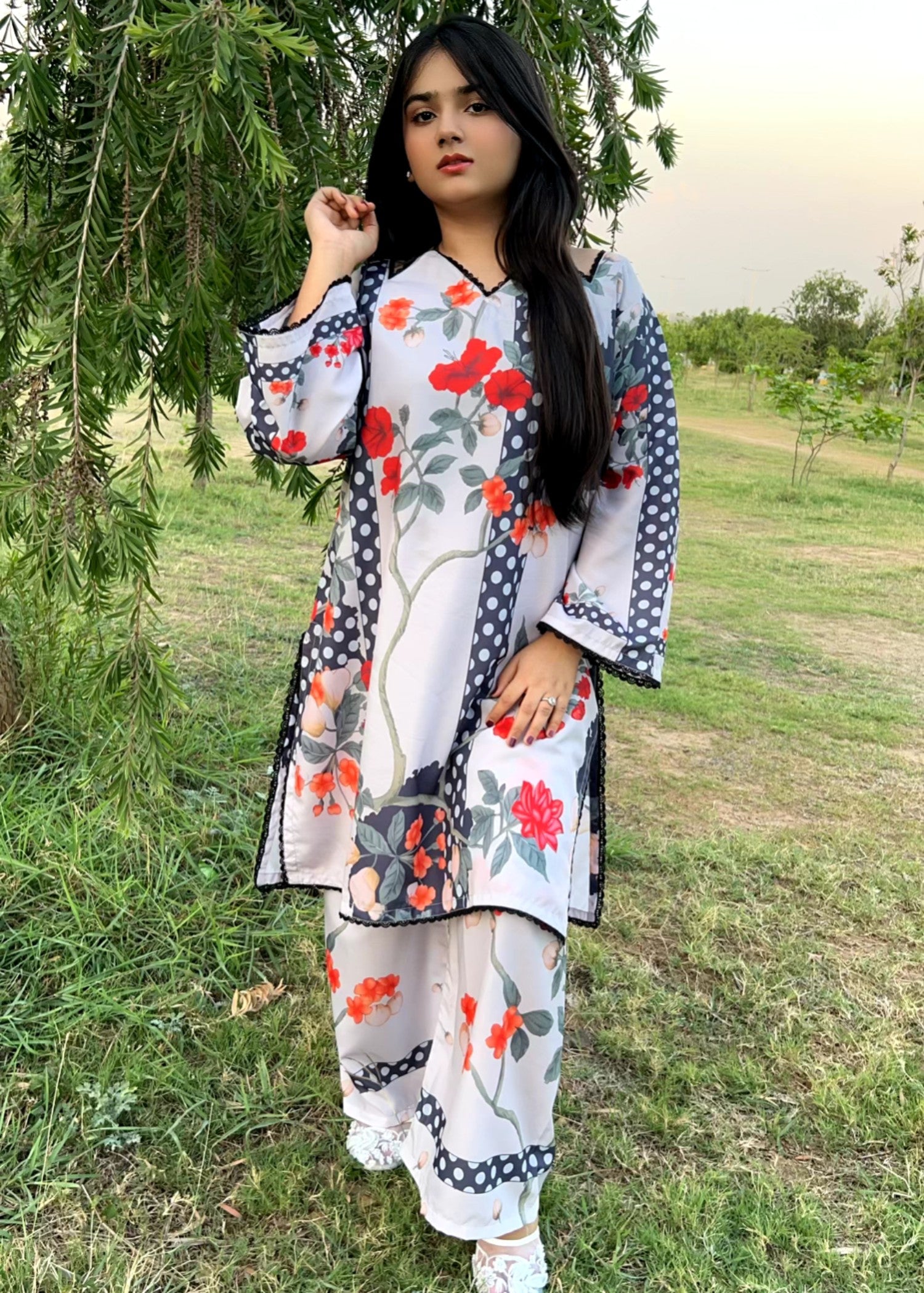 poly lawn Co Ord Sets in Multi, lynx white