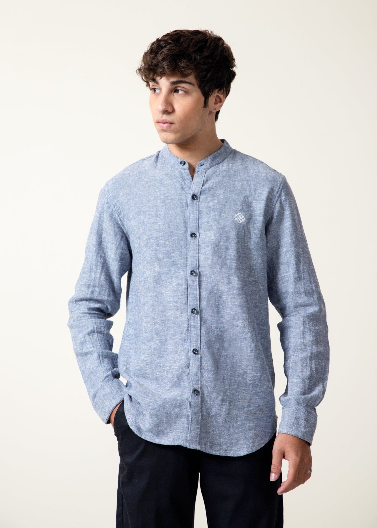 cotton Casual Shirt in Blue by Fabriano