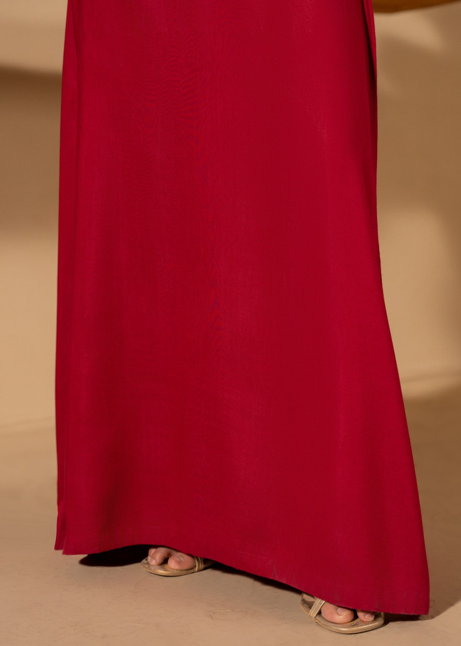 linen Pishwas in Rose red