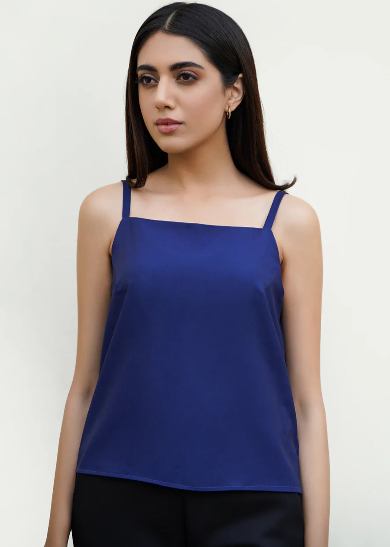 crepe Tank Top in Navy blue