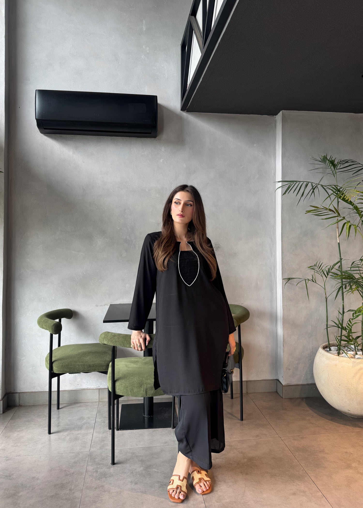 crepe georgette Kurta Set in Black