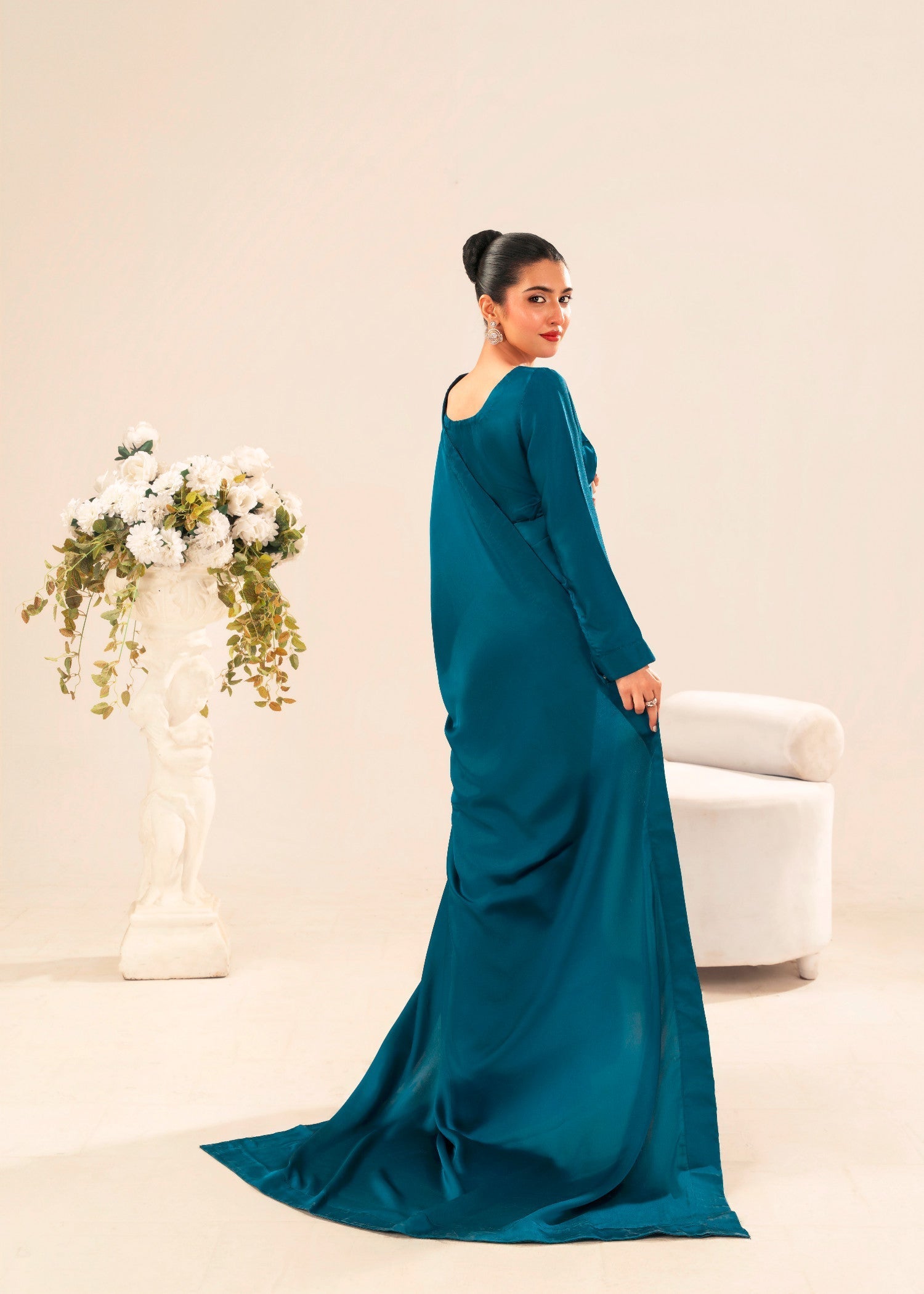 poly silk Saree in Teal