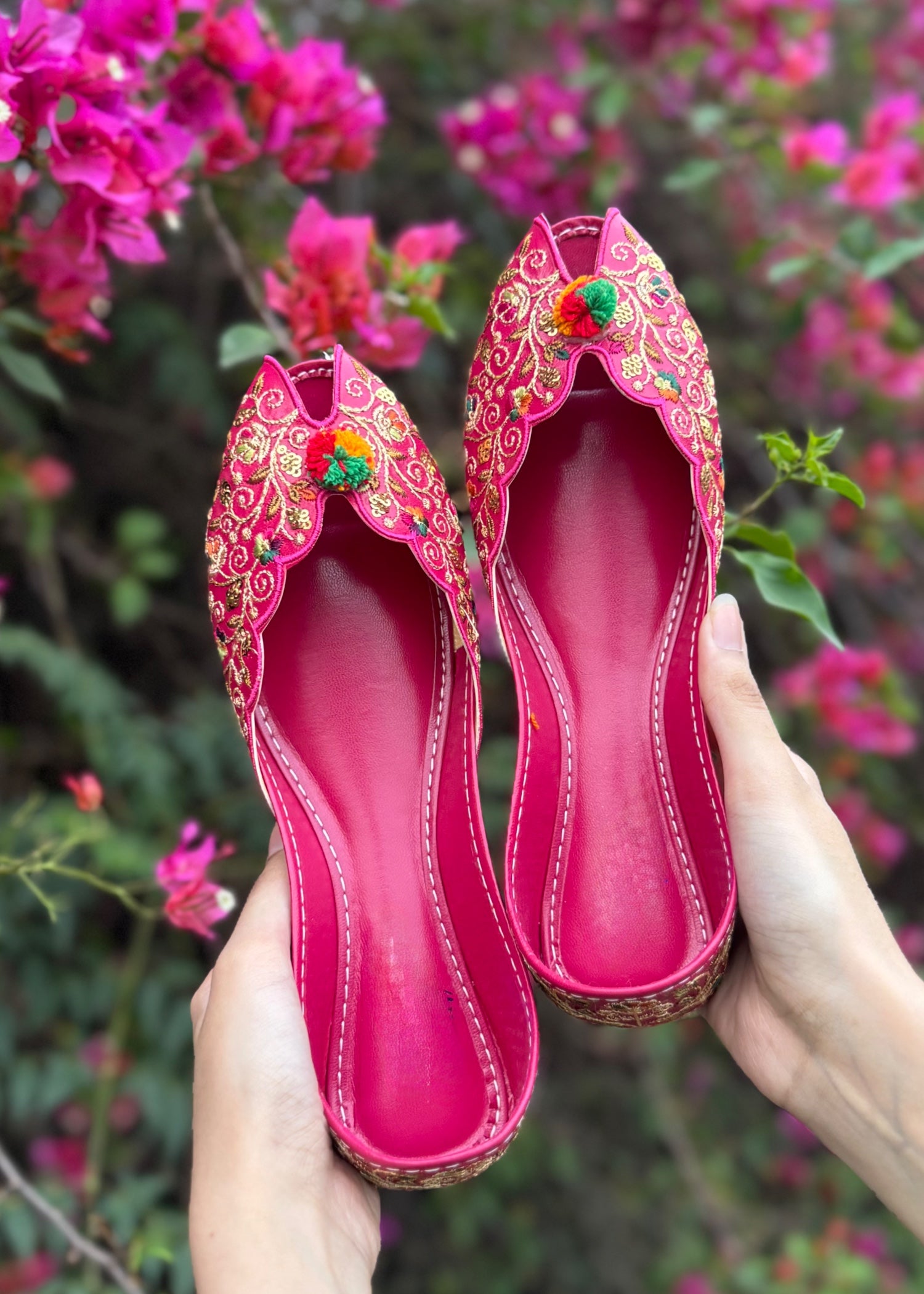 Khussa in Hot pink by - High Quality Women Khussa JKU5933