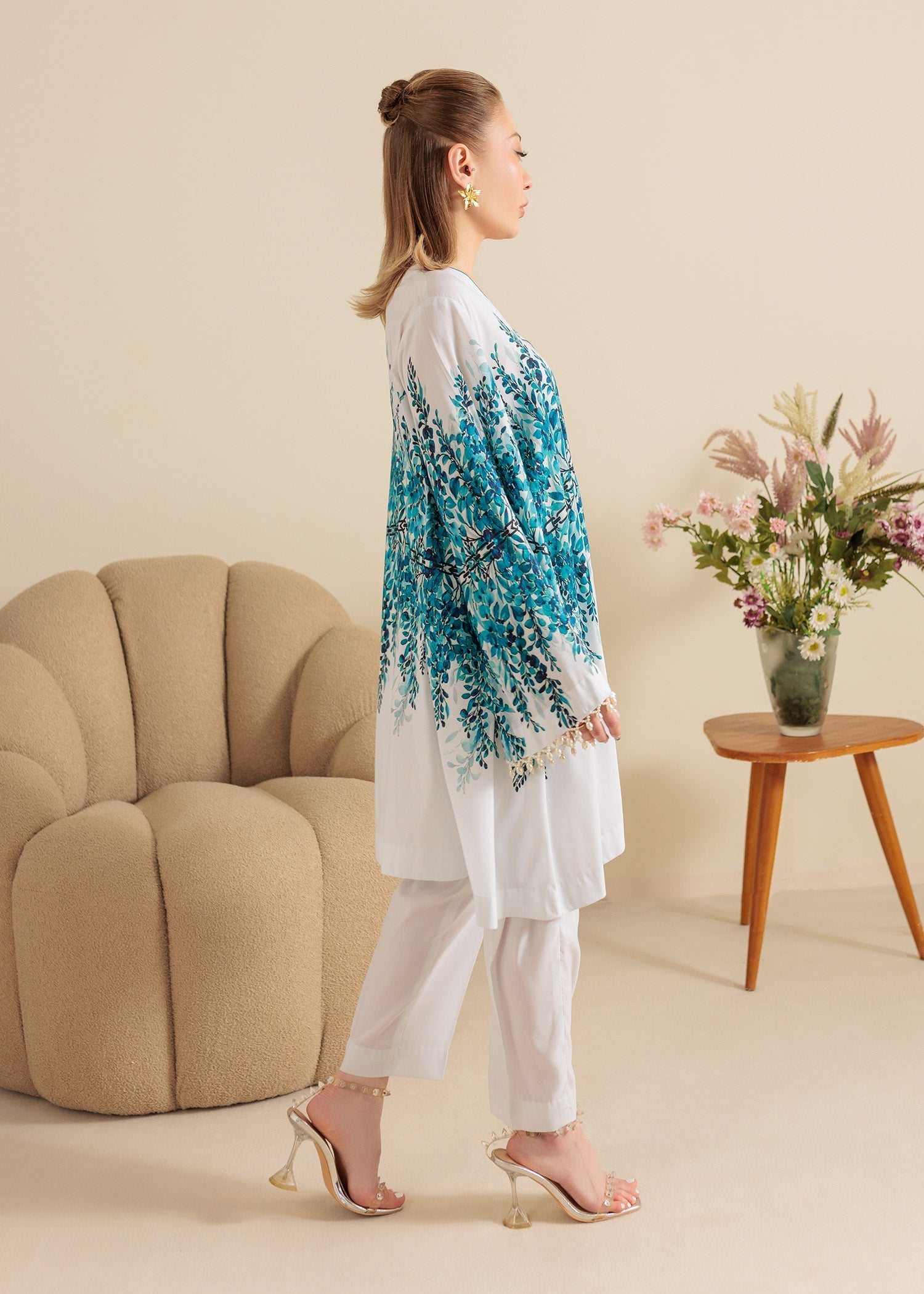 lawn Short Frock in White
