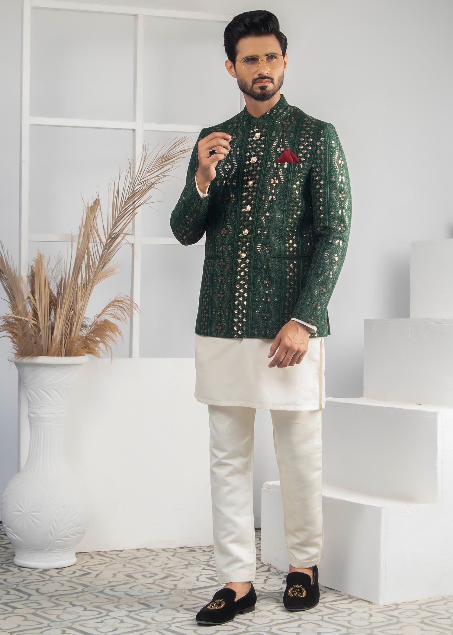 satin Prince Coat in Green