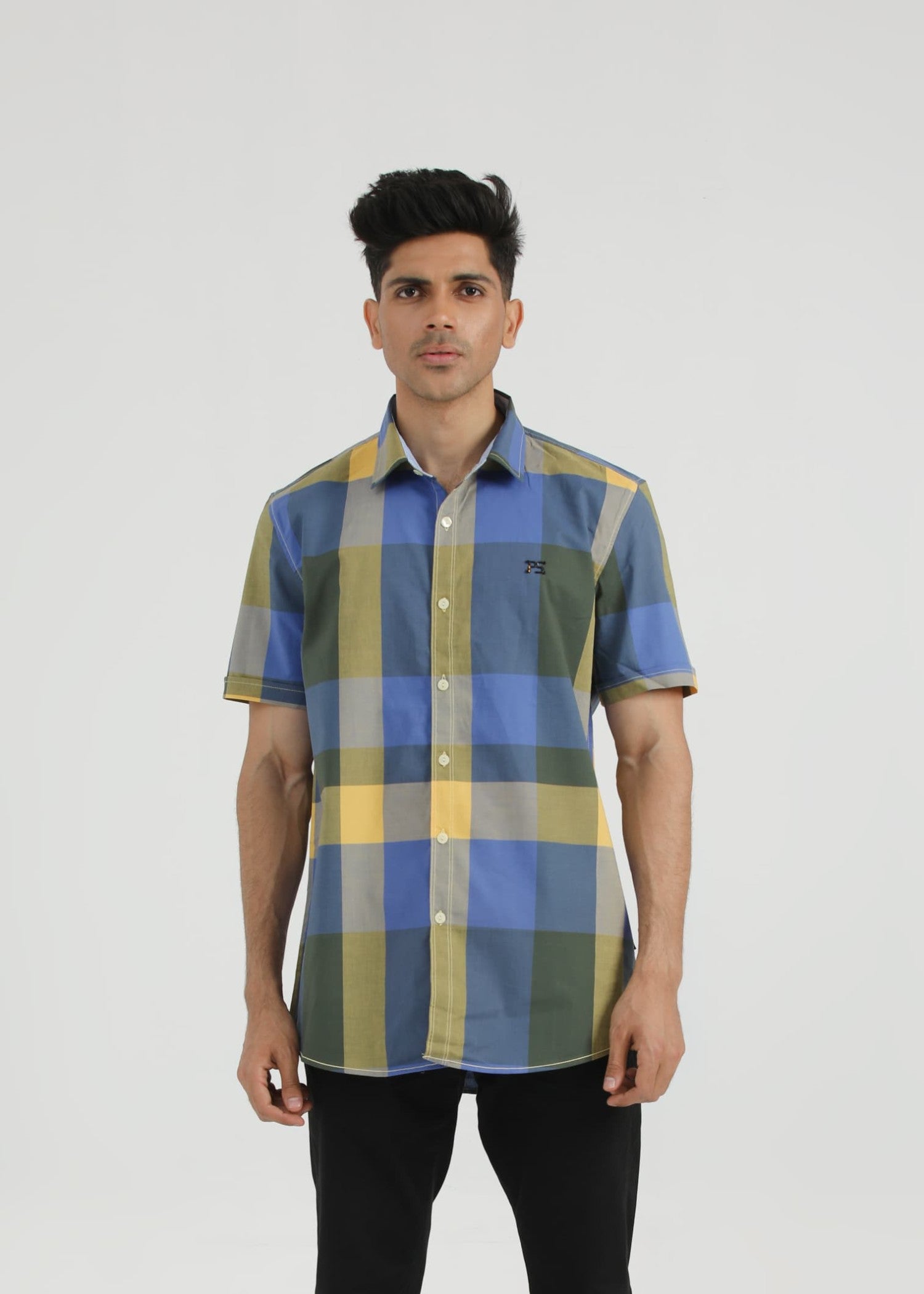 cotton dobby Casual Shirt in Blue