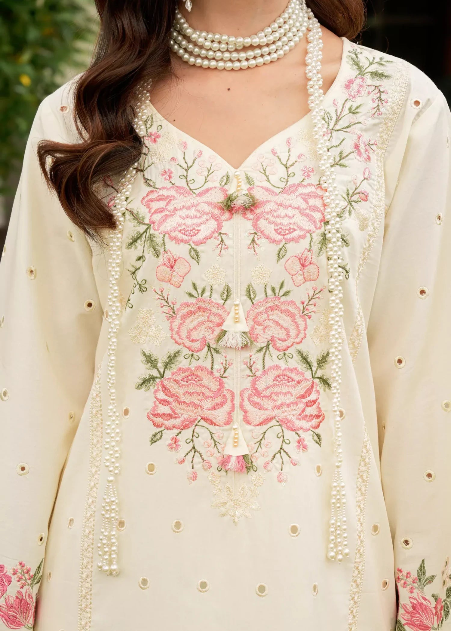 cotton Kurta Set in Ivory