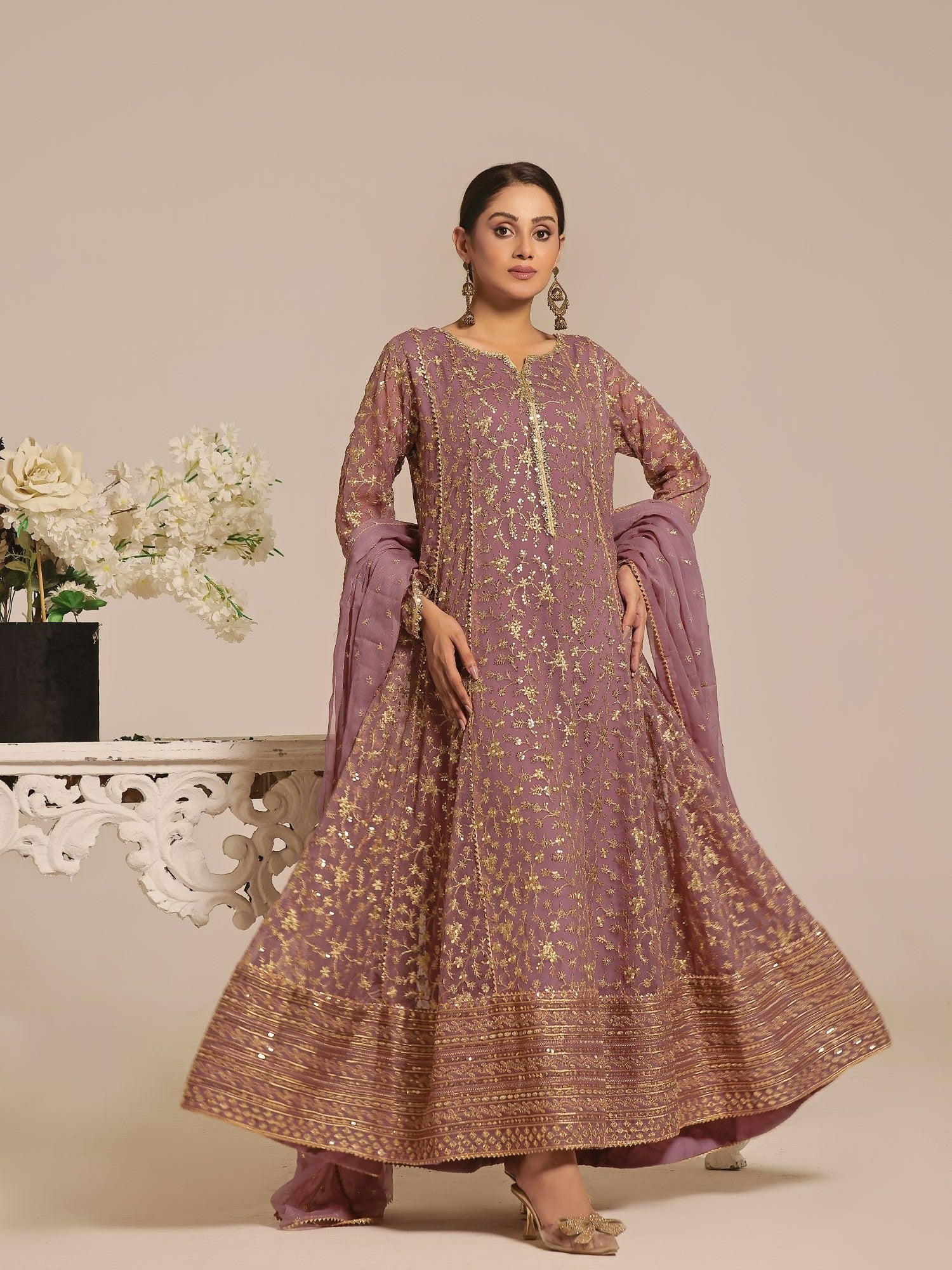 chiffon Pishwas in Lavender