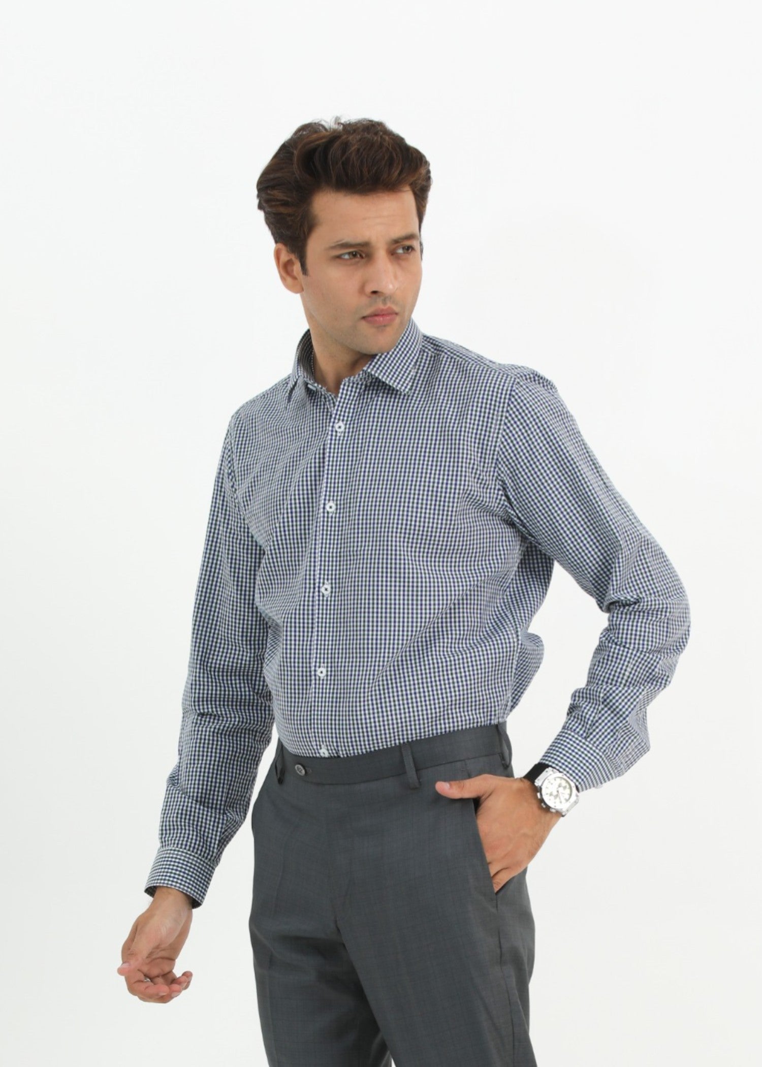 cotton Formal Shirt in Blue, white