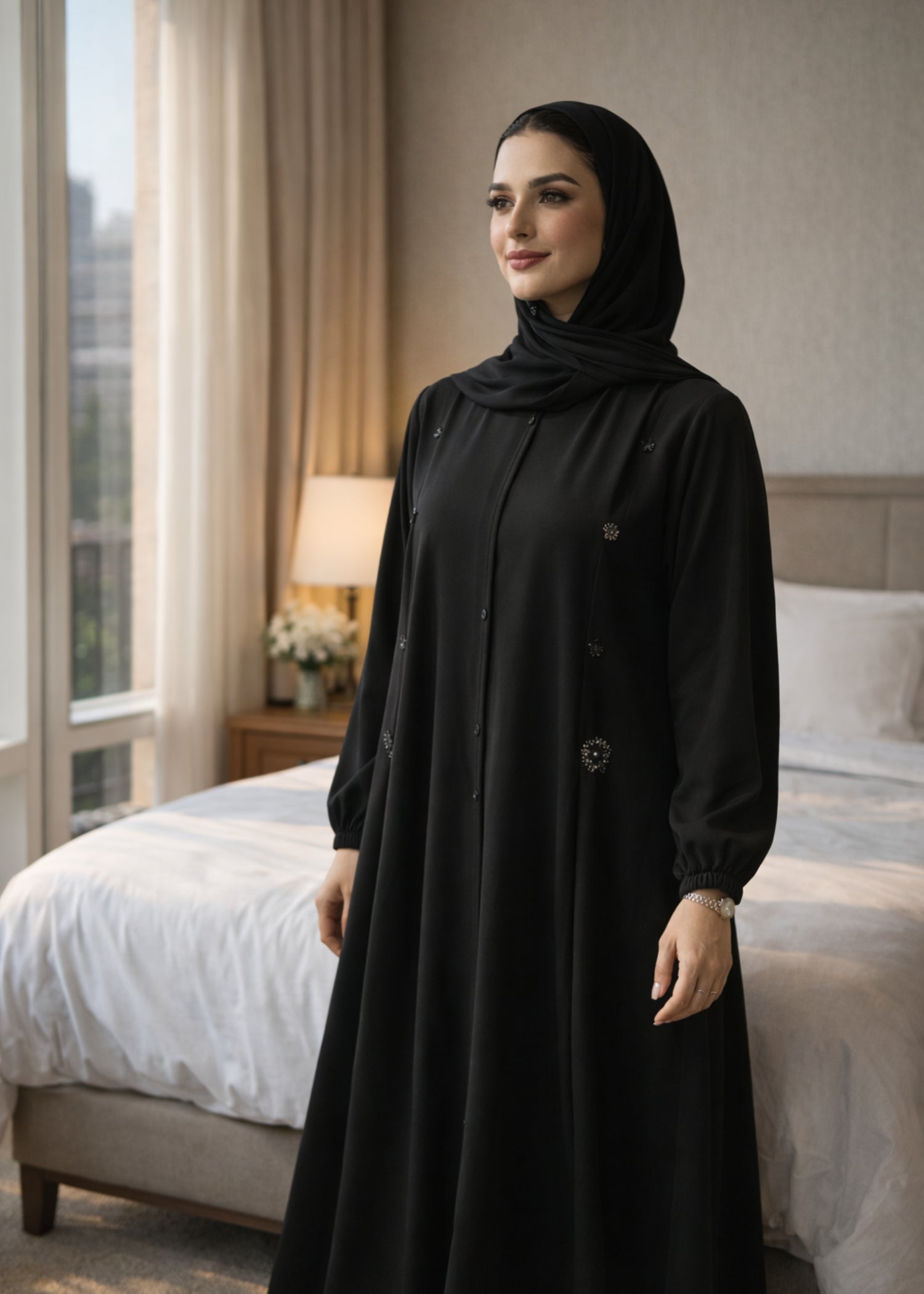 nidha Abaya in Deep black