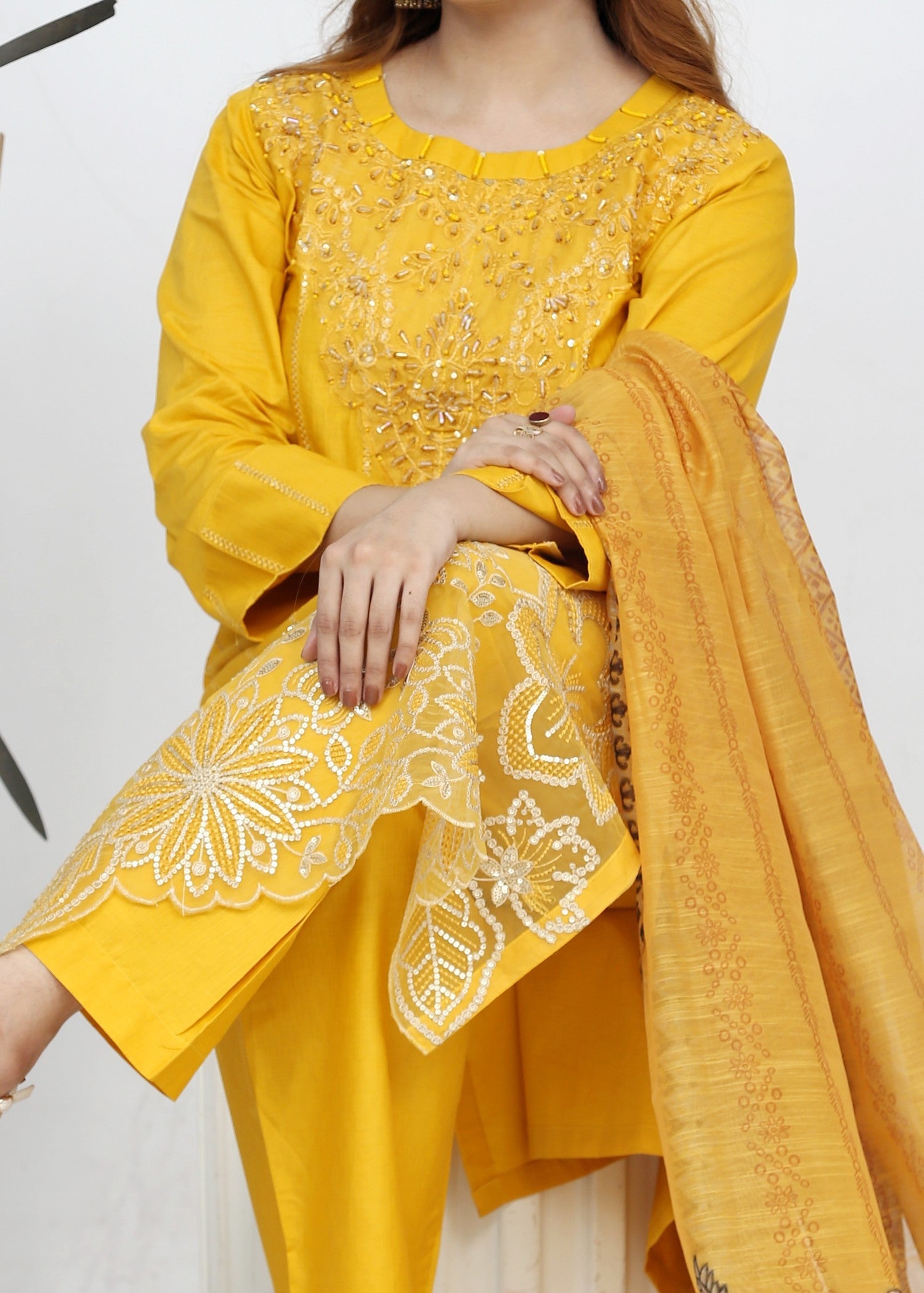 cotton Kurta Set in Mustard