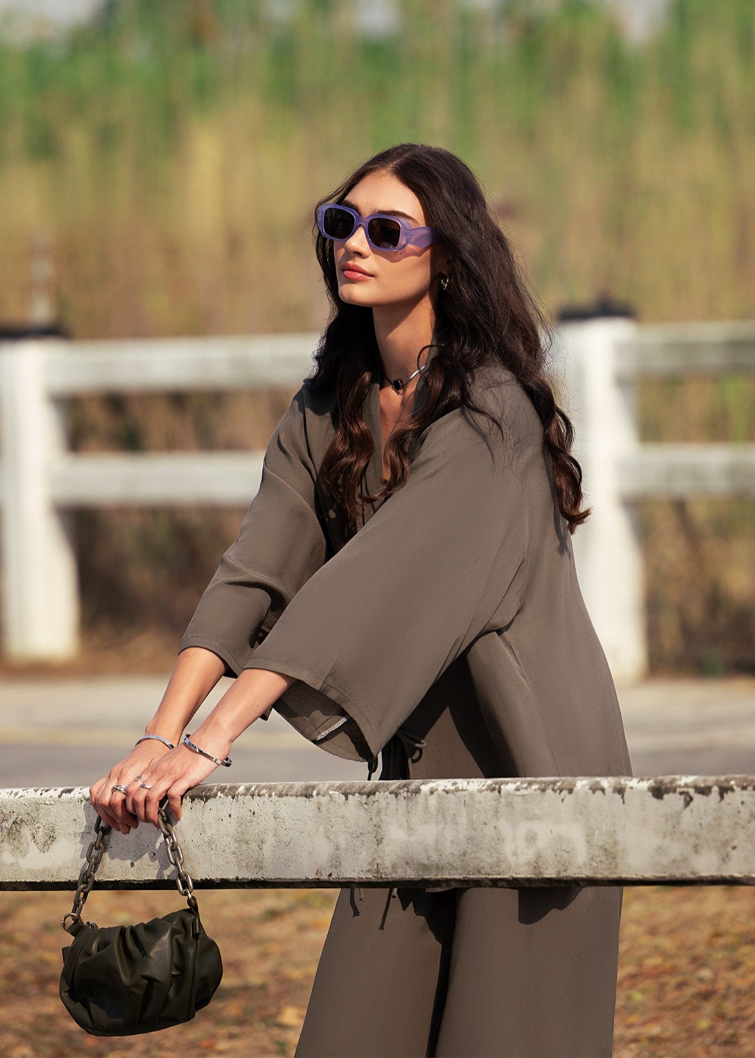 silk grip Co Ord Sets in Olive green