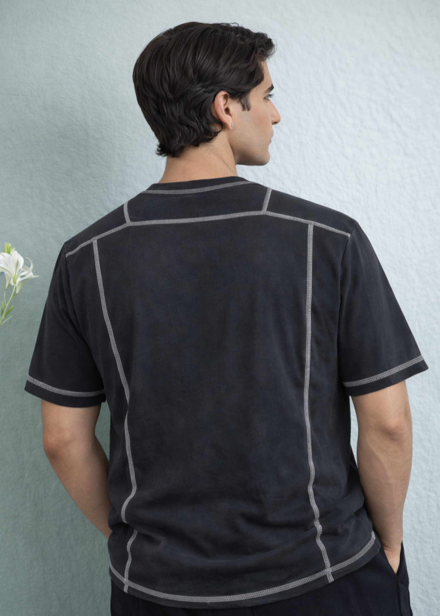 cotton T Shirt in Charcoal black