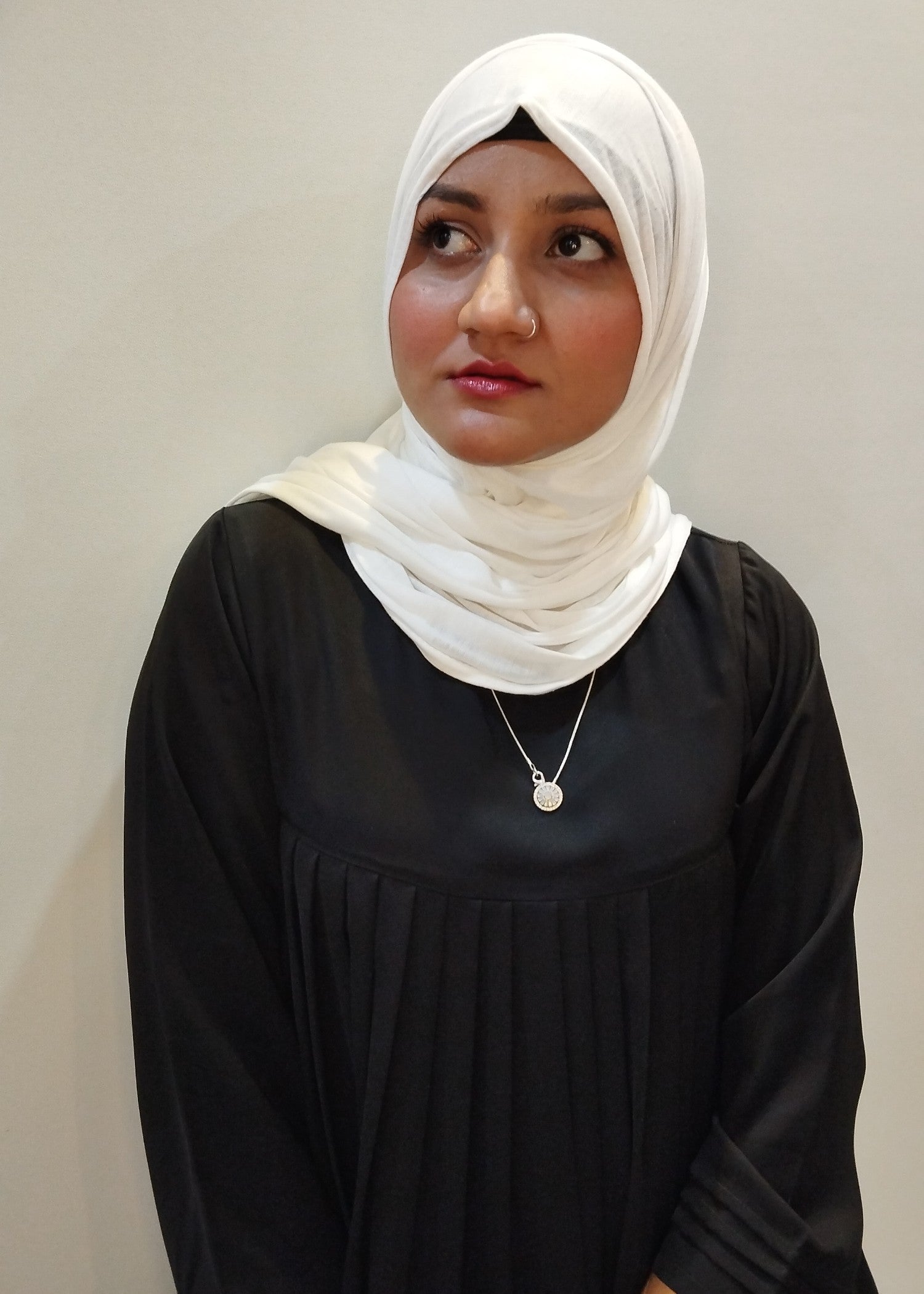 single jersey knit Hijab in White