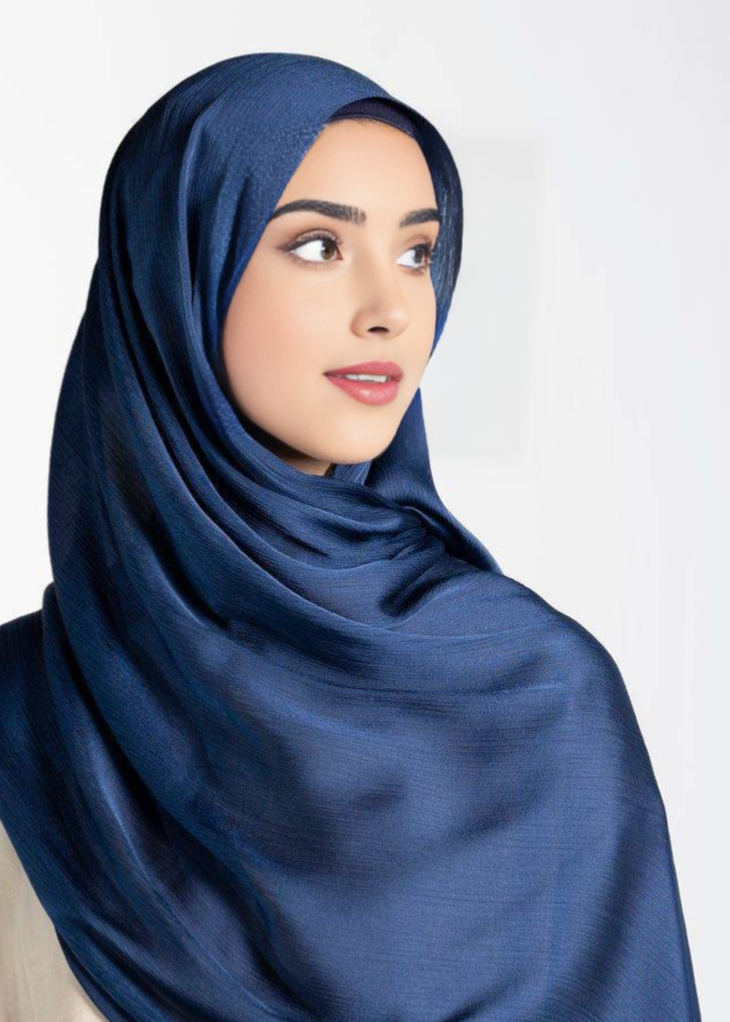 satin crepe Hijab in Midnight blue
