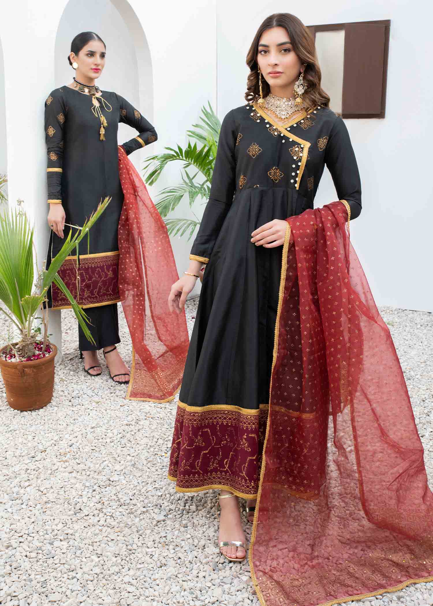 khaddi silk Unstitched in Black