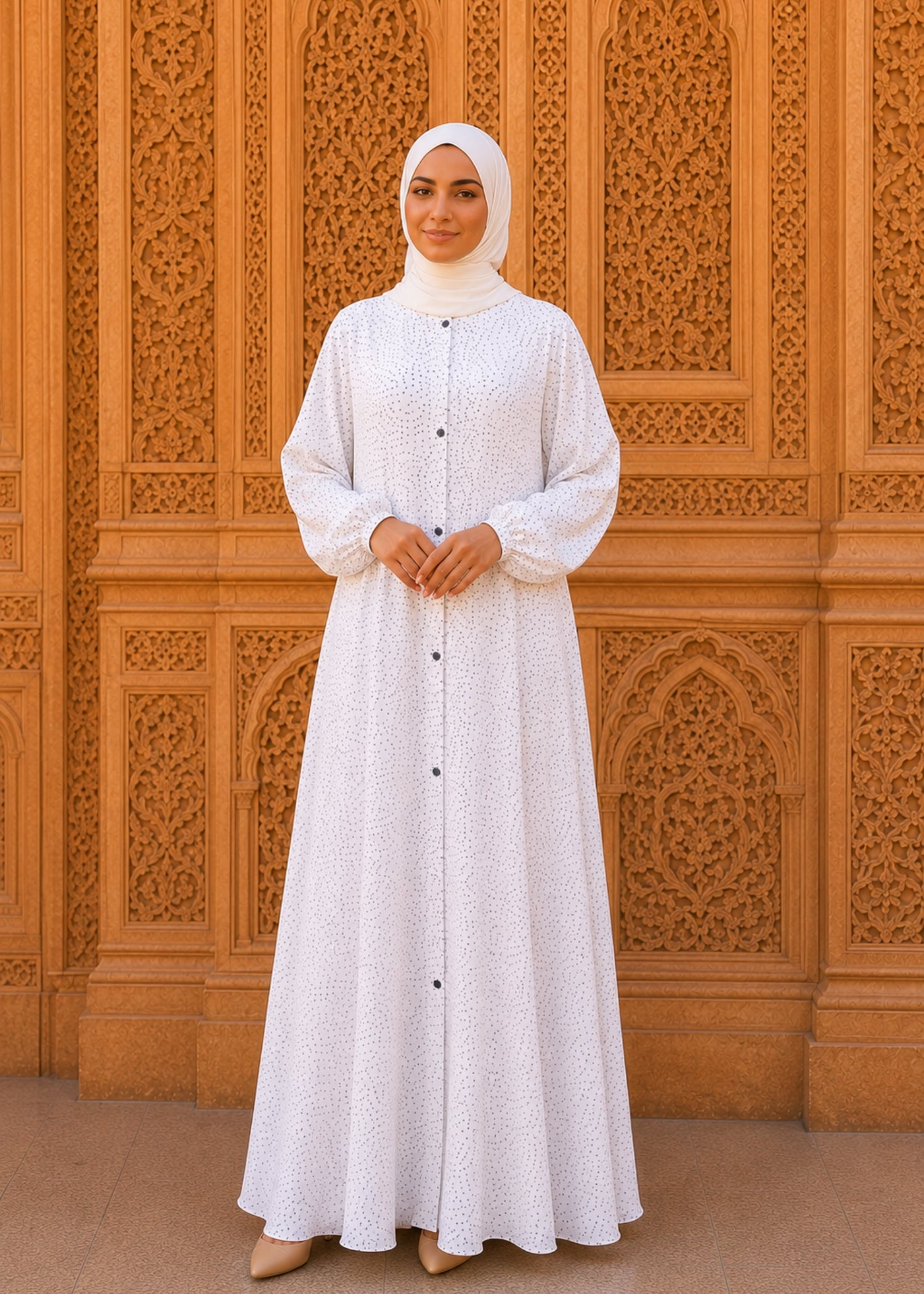 lawn Abaya in White