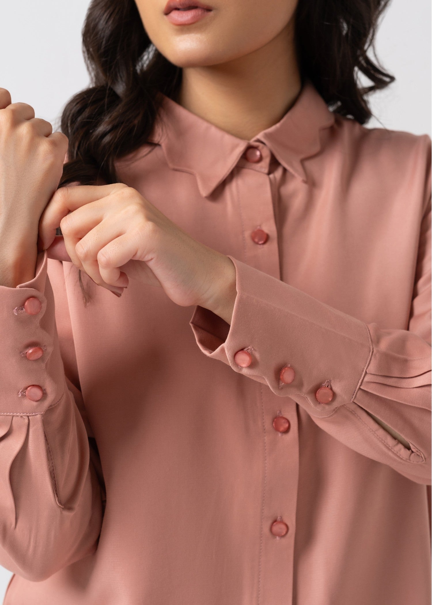 cotton silk Top in Tea rose pink