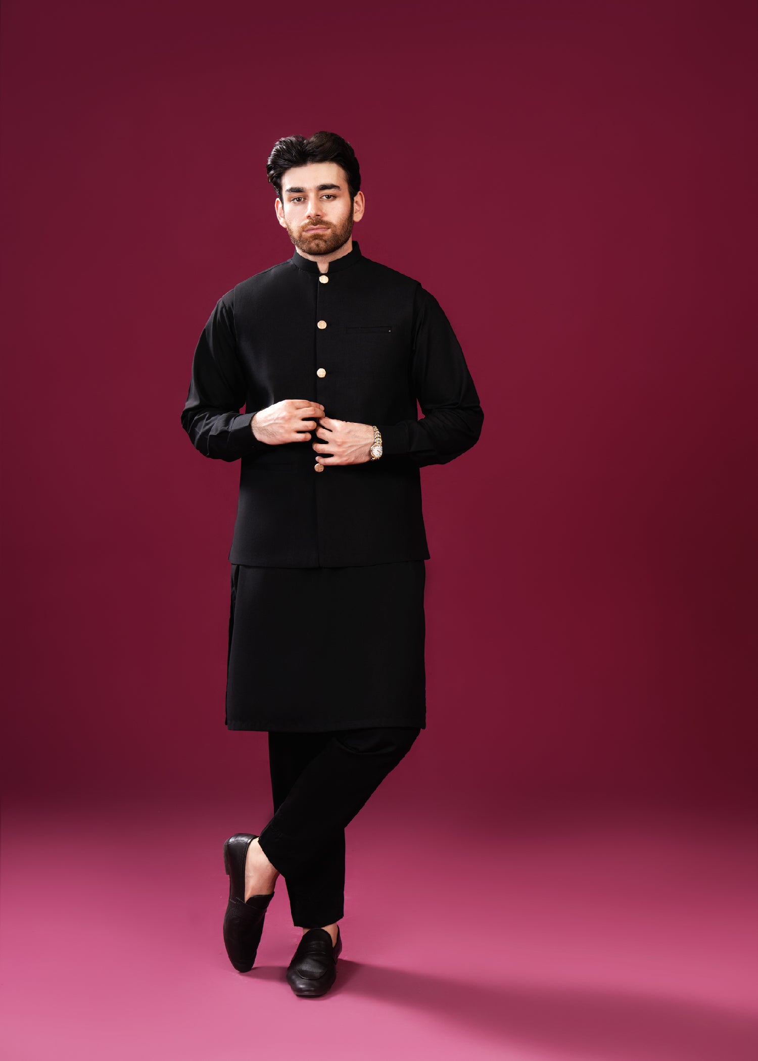 wash & wear Waistcoat in Black by Muraqsh