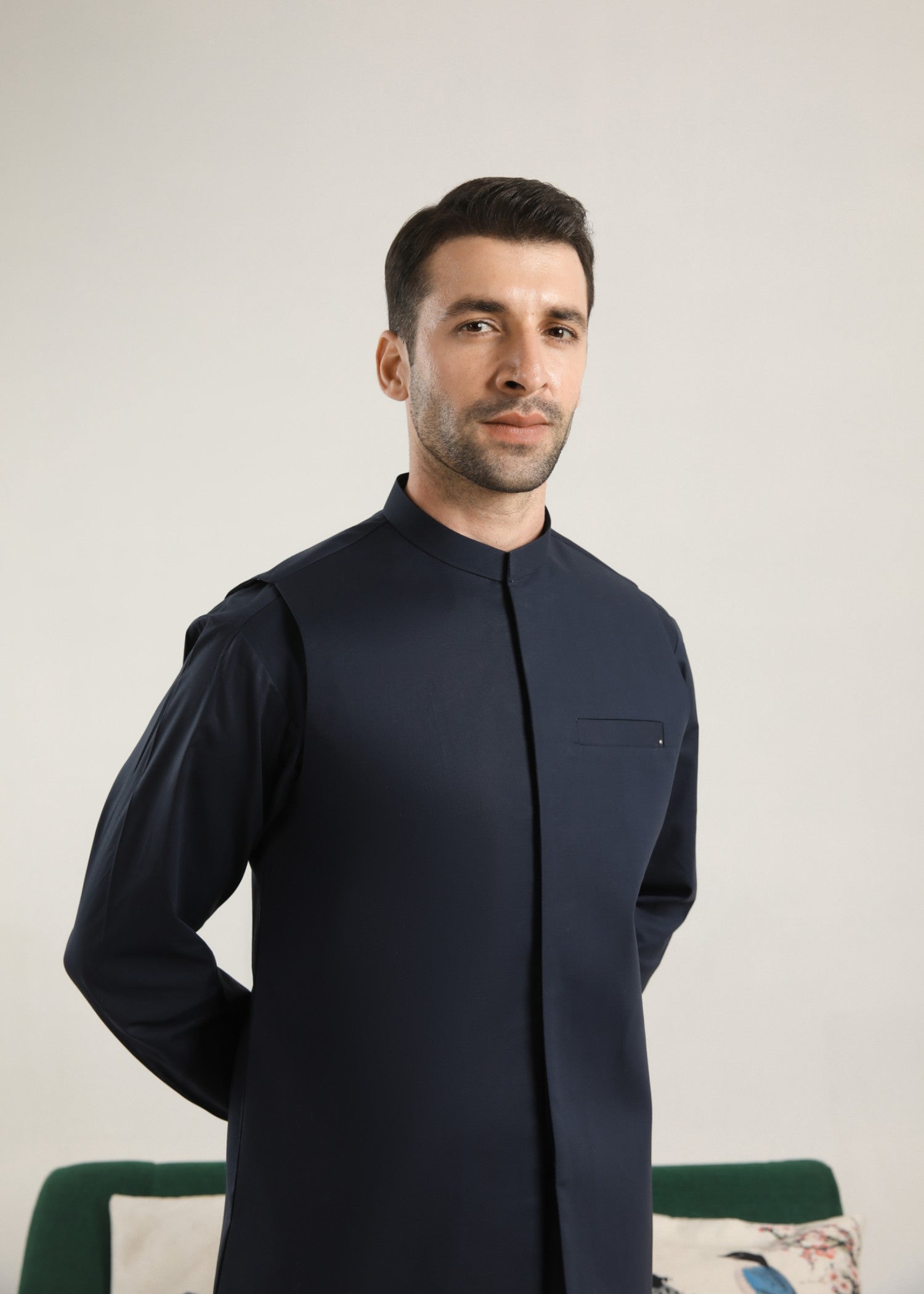 cotton Waistcoat in Navy blue