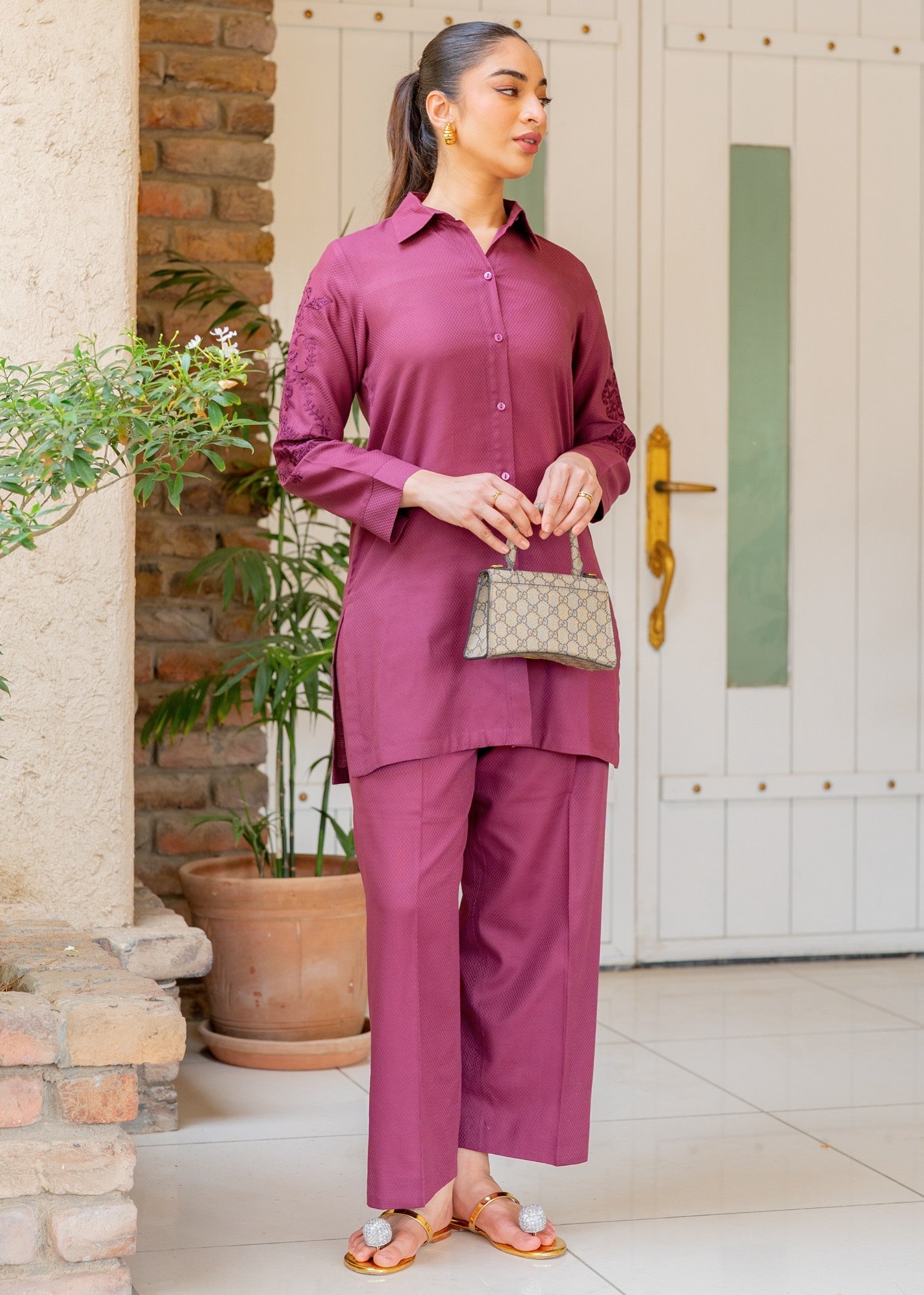 dobby Co Ord Sets in Purple