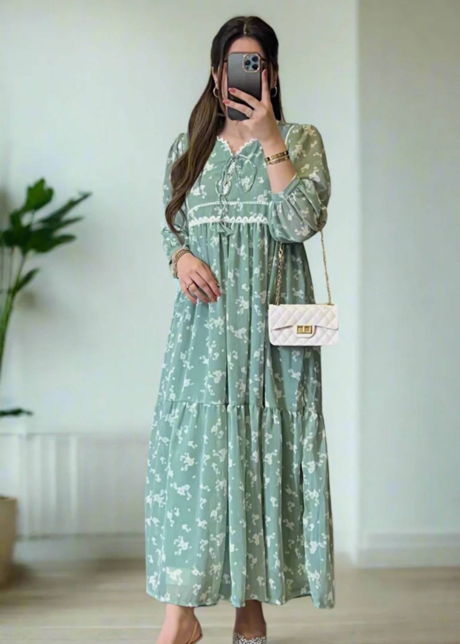 chiffon Frock in Mint green