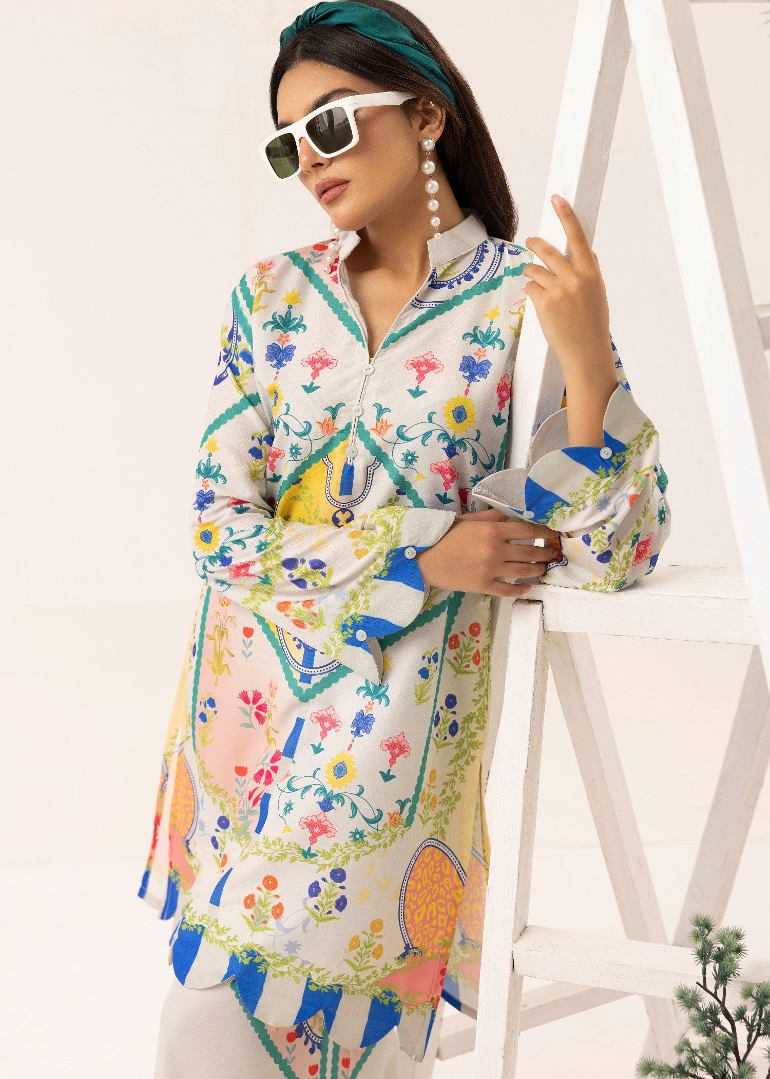 lawn Co Ord Sets in Blush pink, white, sky blue