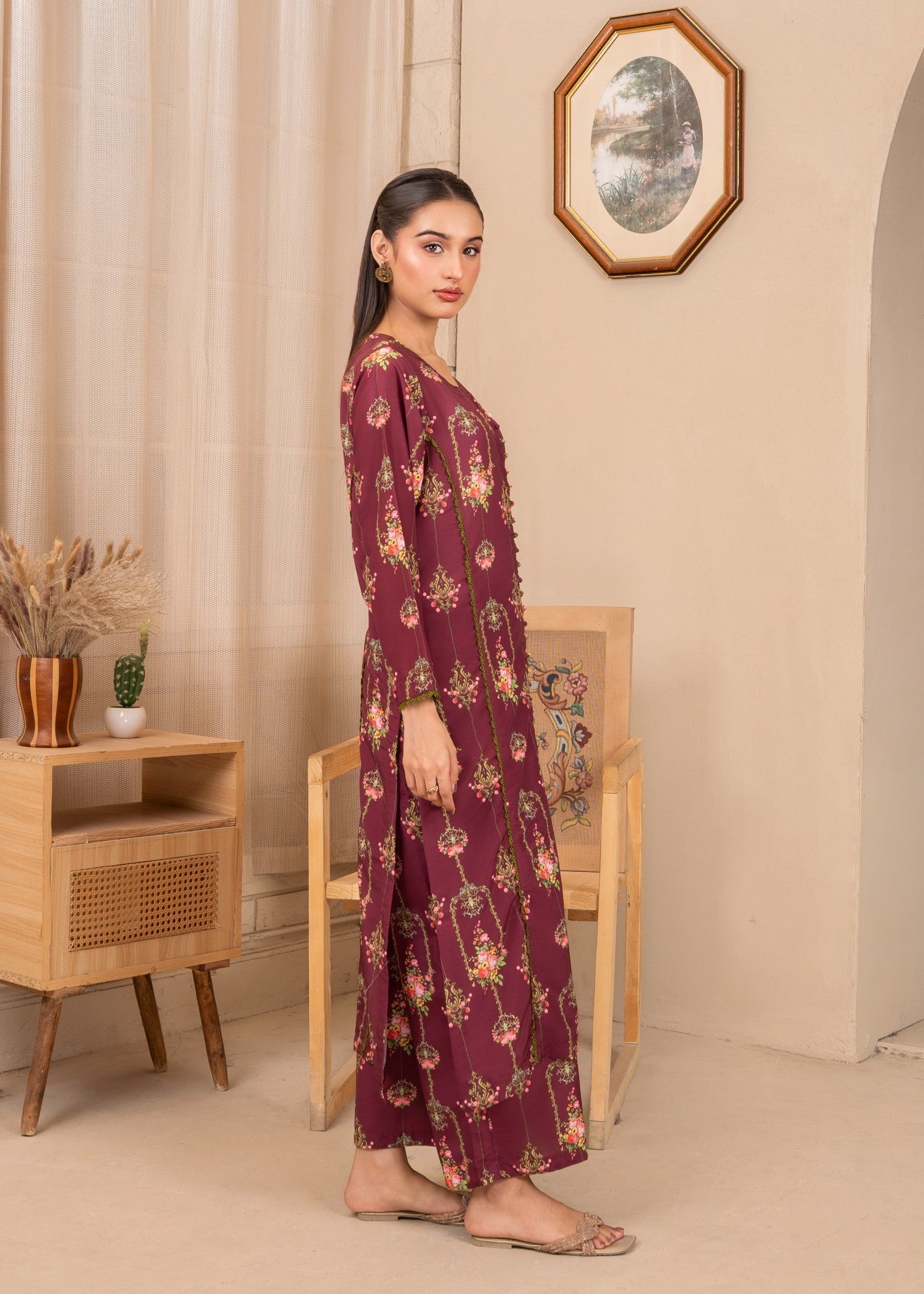 cambric Co Ord Sets in Burgundy