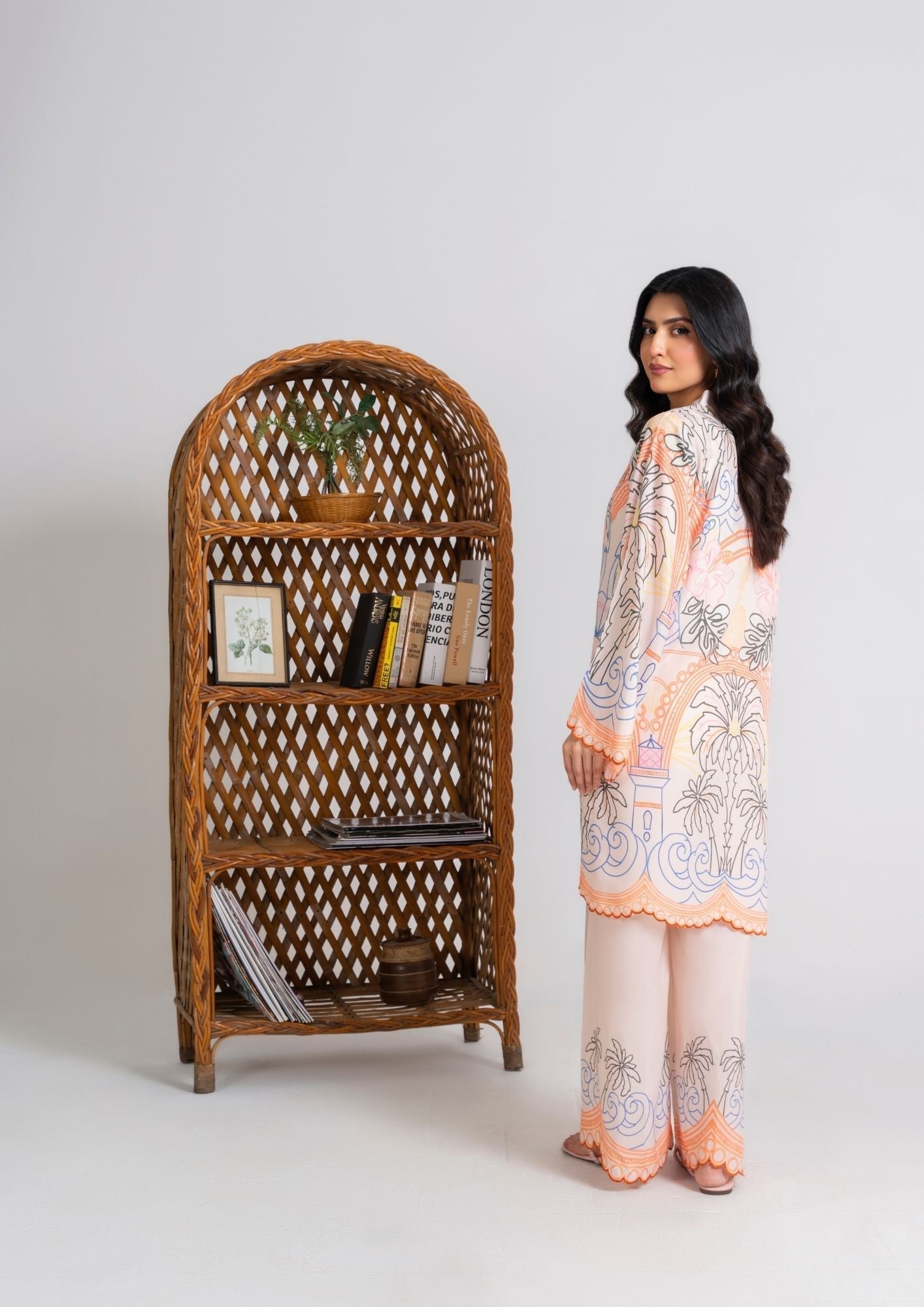 swiss cotton Kurta Set in Beige